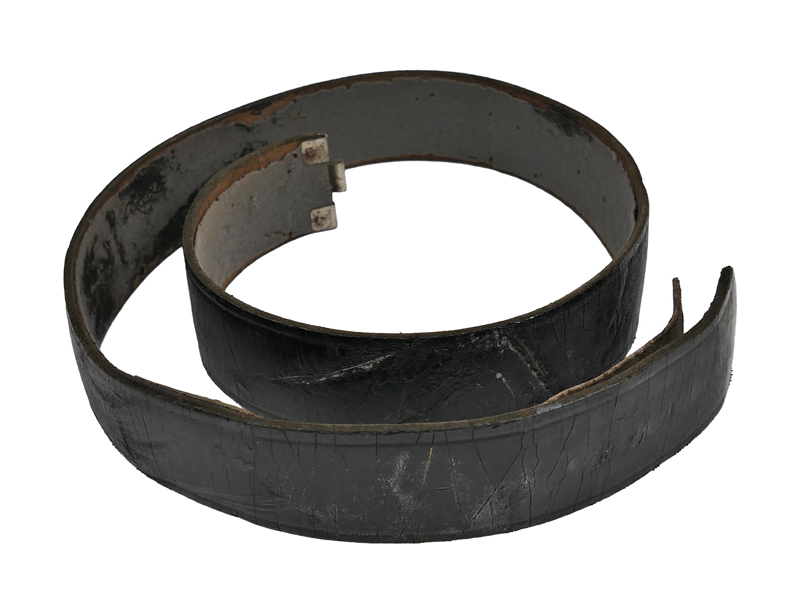 Original patent leather Wehrmacht belt, total length 98 cm, COLLECTION BATTLE WORN