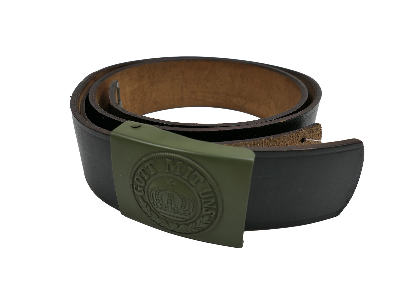 One-off WK1 Prussian belt / belt strap – leather belt, 110 cm, with ‘God be with us’ buckle