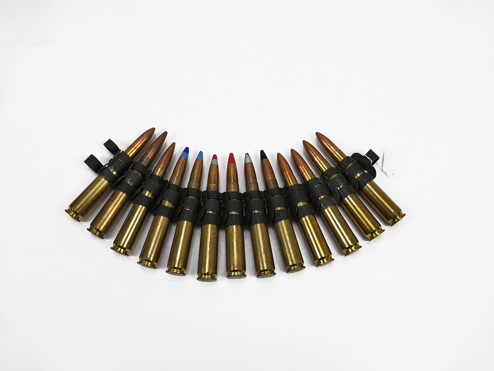 Decorative ammunition belt, .50 calibre, 13 rounds on the belt
