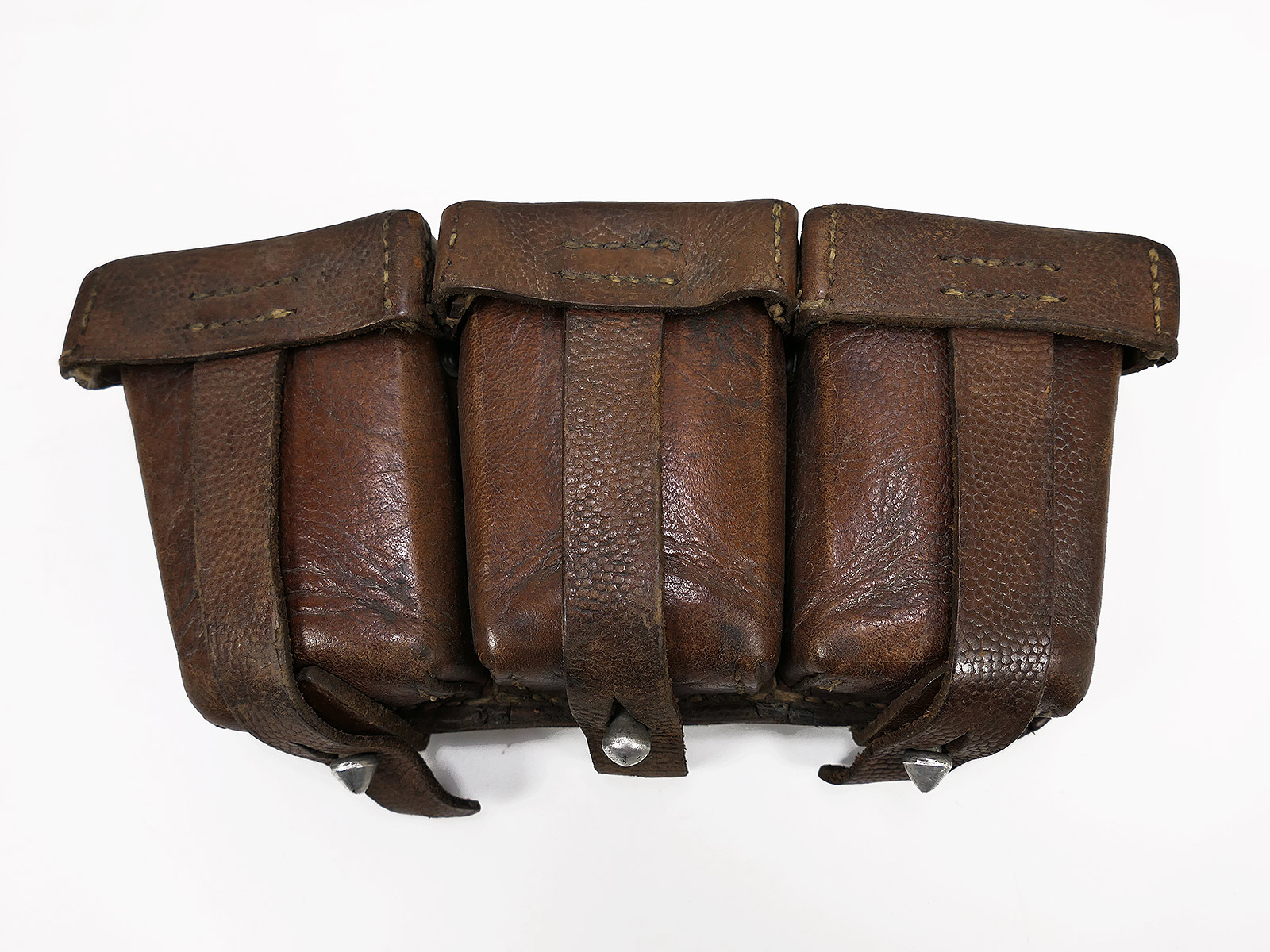 #B Carbine K98 3 cartridge pouch BRAUN ORIGINAL with manufacturer Luftwaffe / Tropen / Afrikakorps