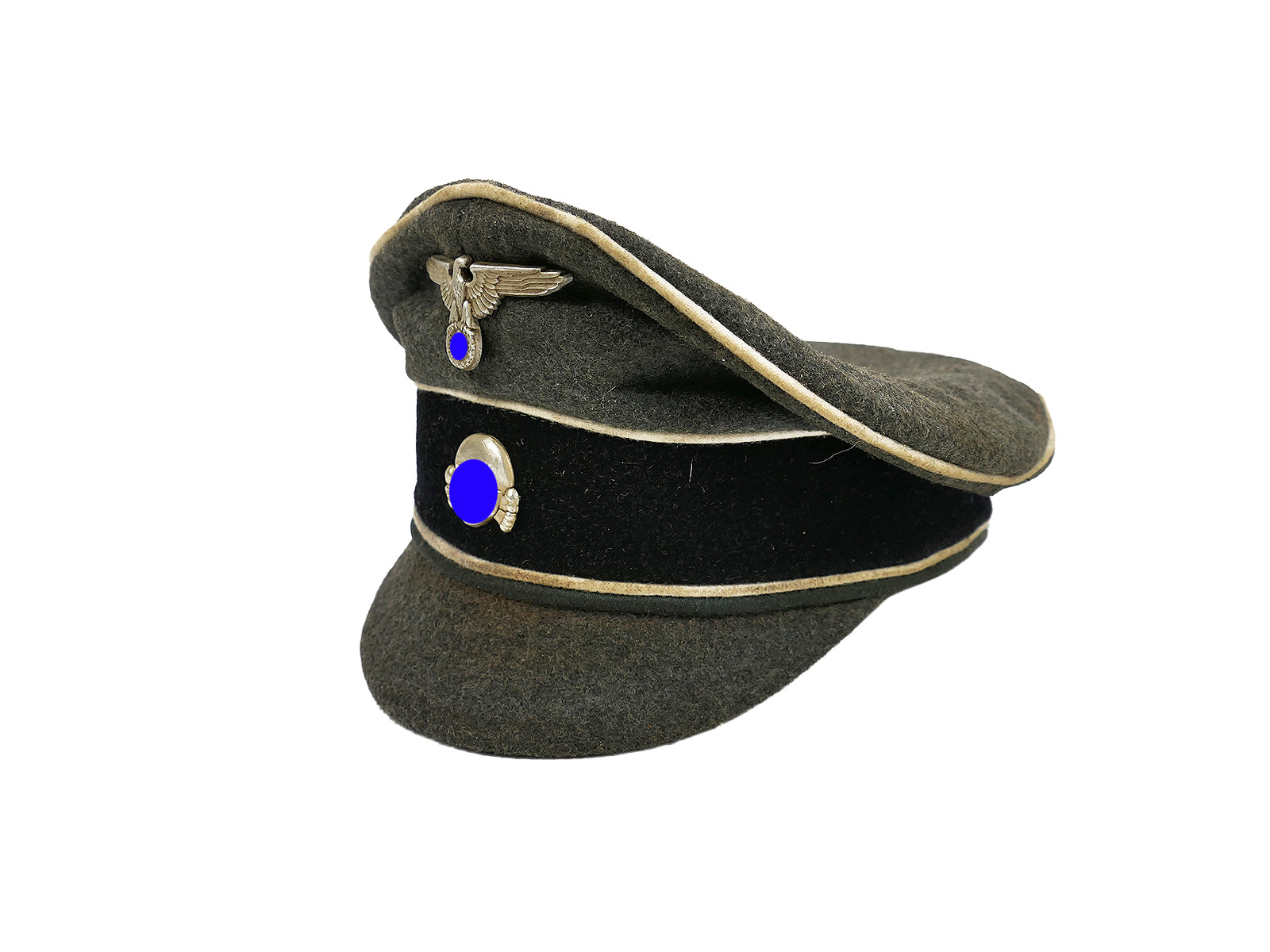 Waffen SS Schirmmütze Infanterie Crusher Cap Alte Art Gr.58/59 mit Metall Effekten Tornister Knautschmütze