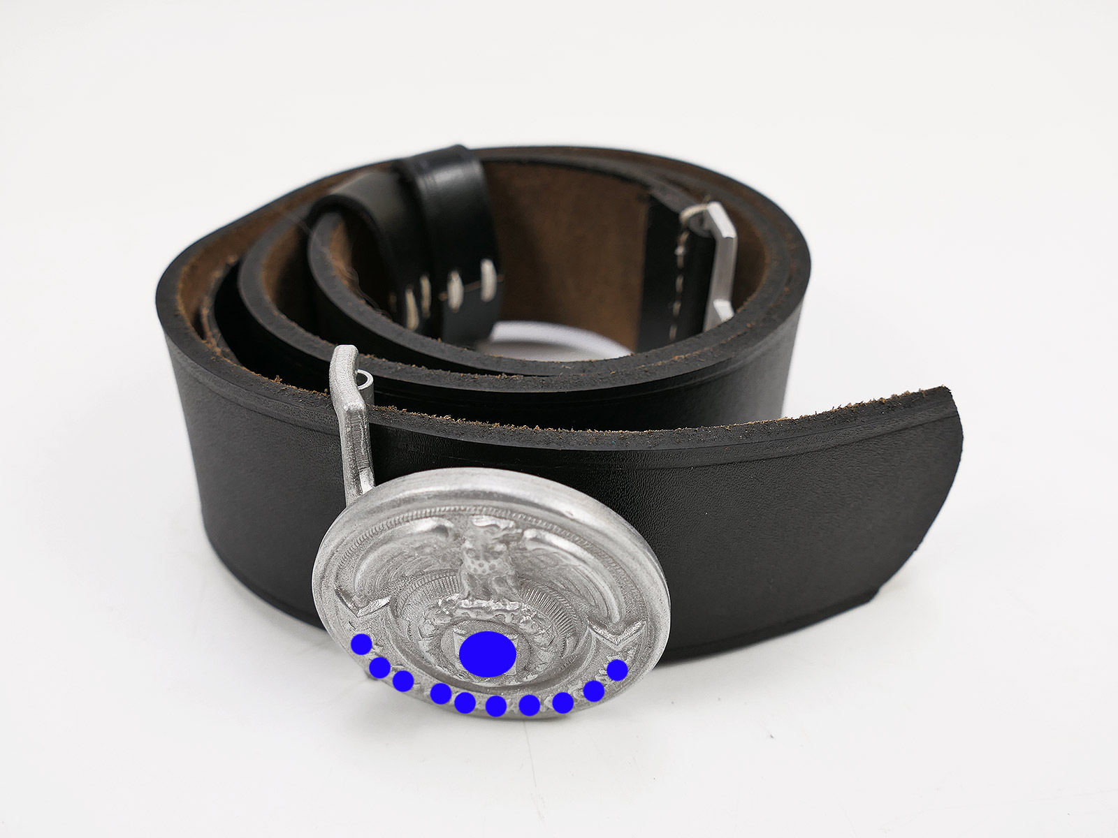 Waffen-SS Führer belt with belt buckle, 100 cm long, leather belt, officer’s Führer belt buckle, COLLECTION