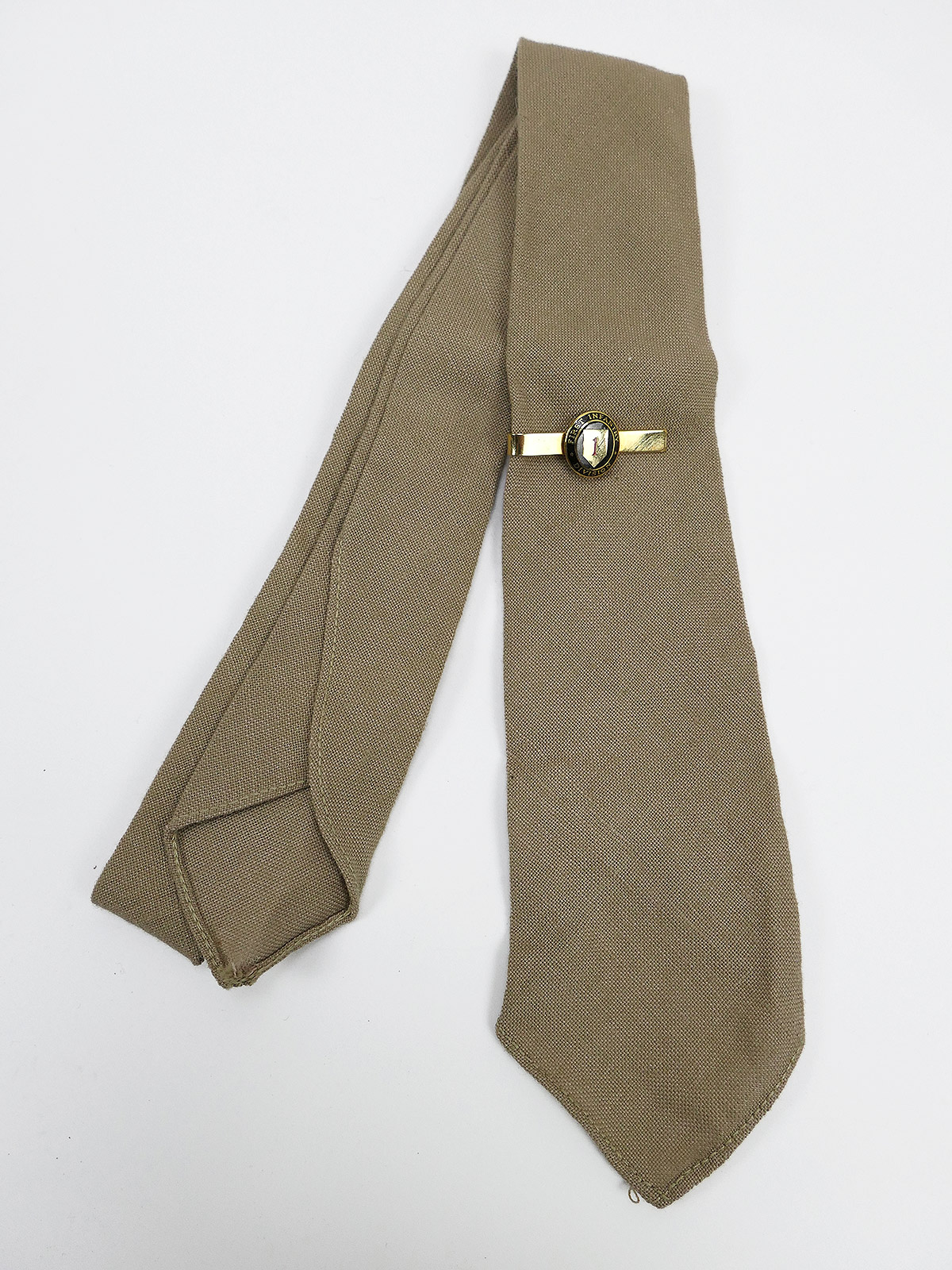 US WW2 GI Khaki Neck Tie - tie uniform shirt tie with pin BIG RED ONE Infantry