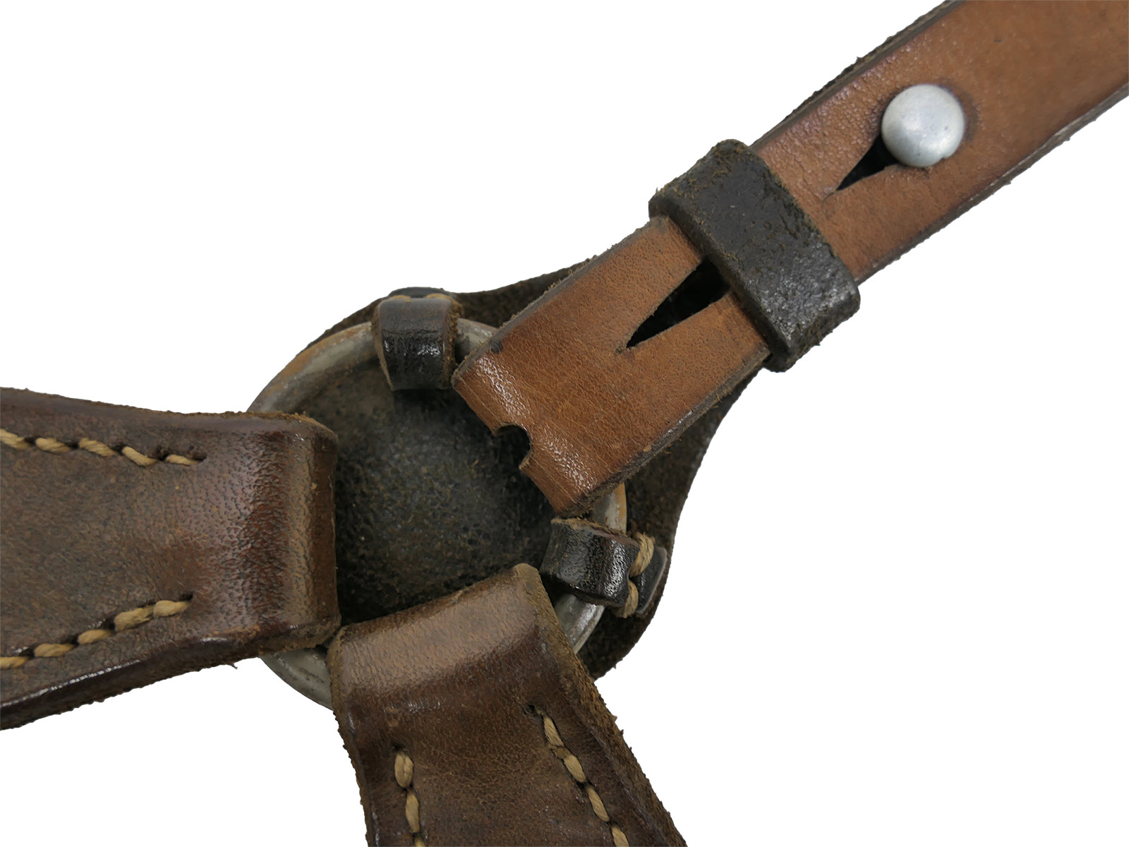 One-off item – Original Wehrmacht Y-strap leather belt carrier by Franz Brehme, 1942. Top condition!  COLLECTION