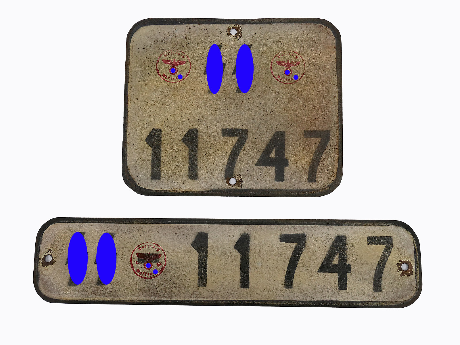 #D/ Waffen SS set license plate KFZ license plate Kübelwagen VW82 Schwimmwagen VW166