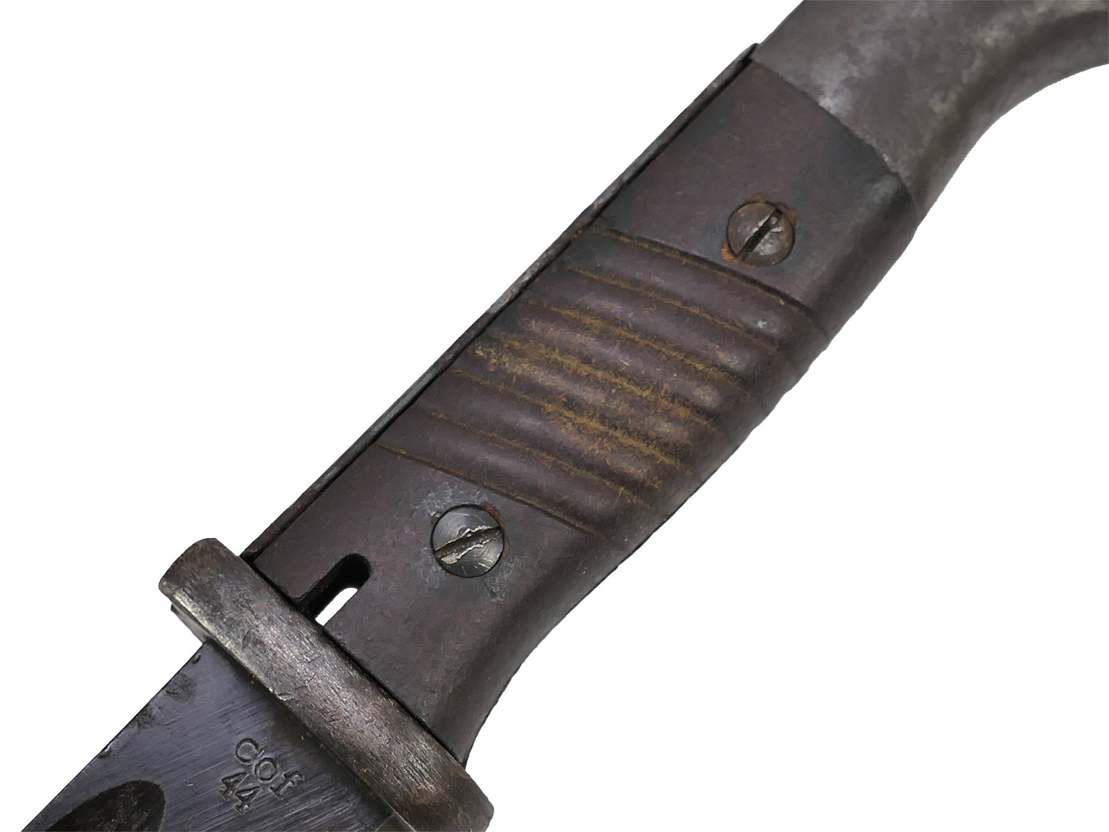 Wehrmacht M84/98 K98 bayonet / side-mounted bayonet – matching serial numbers, cof 44, battle-worn