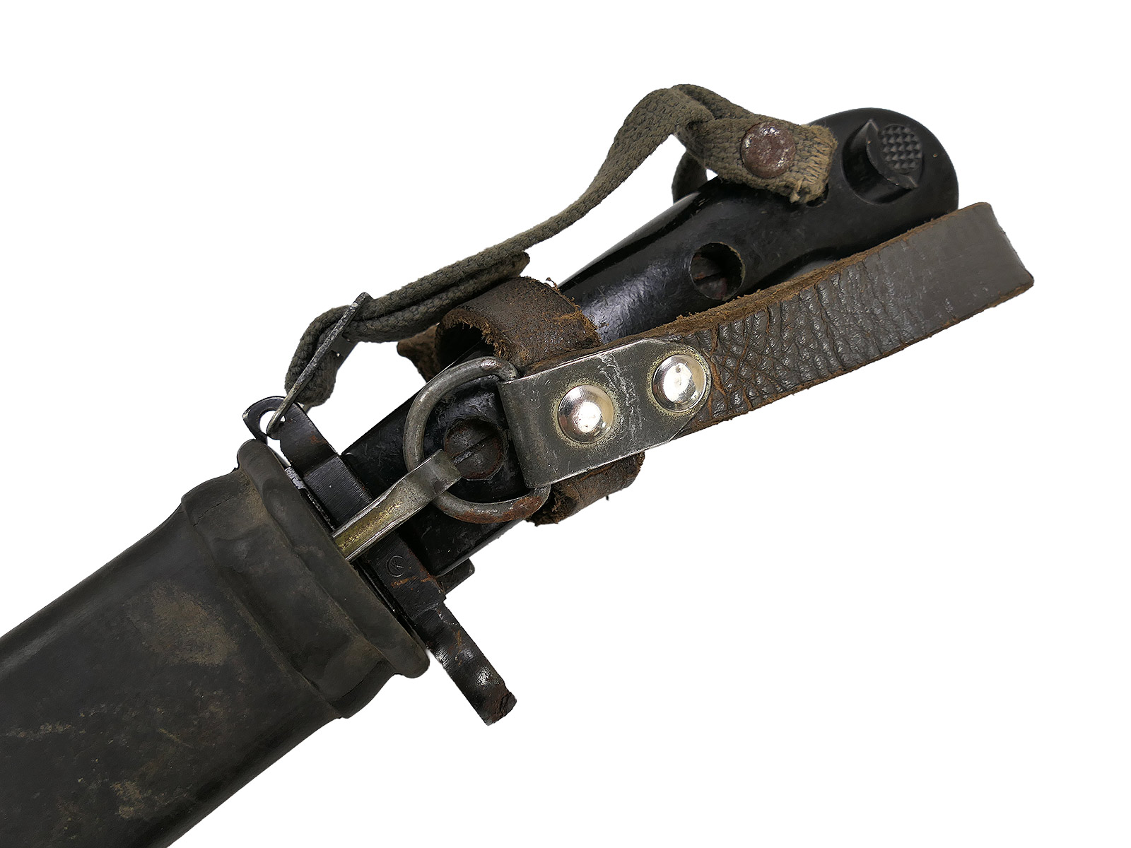 Original NVA side sword / bayonet for AK47 and AK74 Kalashnikovs, with black plastic handle and wire cutter