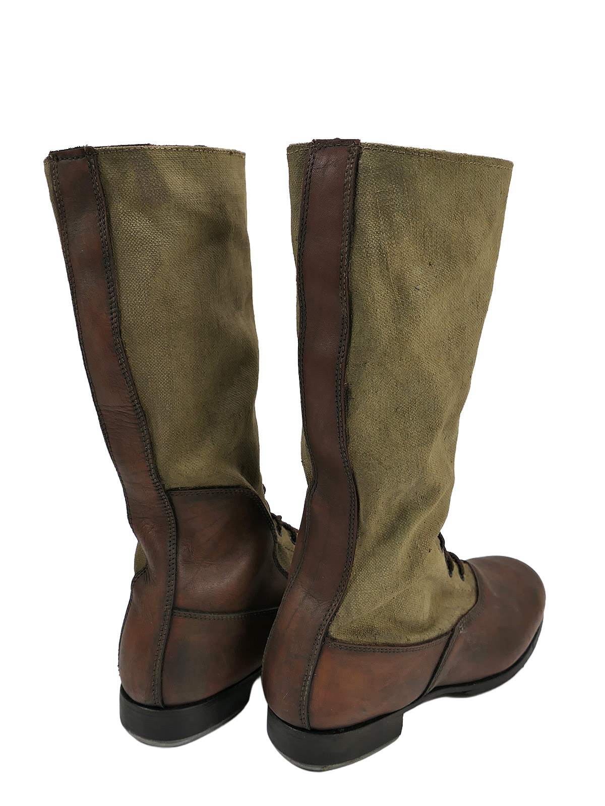 Single pair – Wehrmacht DAK high-top tropical boots, Afrika Korps boots, size 46, COLLECTION BATTLE WORN
