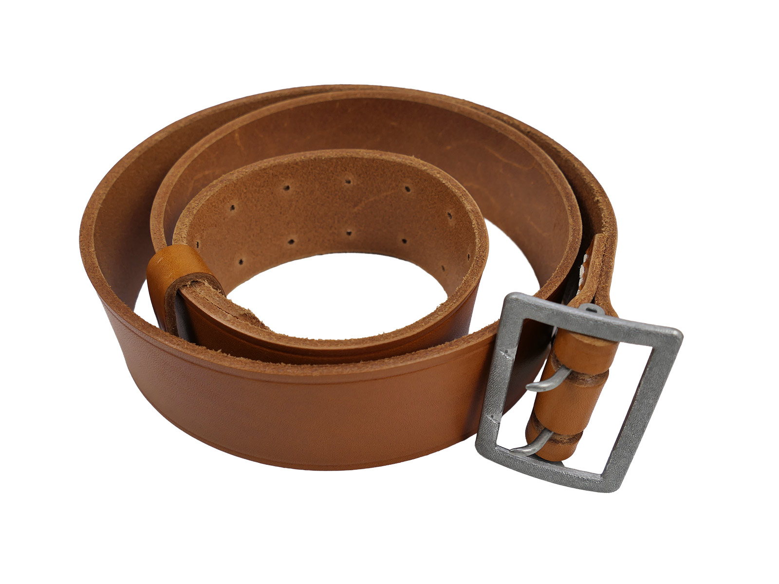 Officer’s double-pronged belt, brown, 50 mm, leather belt, brown, total length 125 cm, COLLECTION
