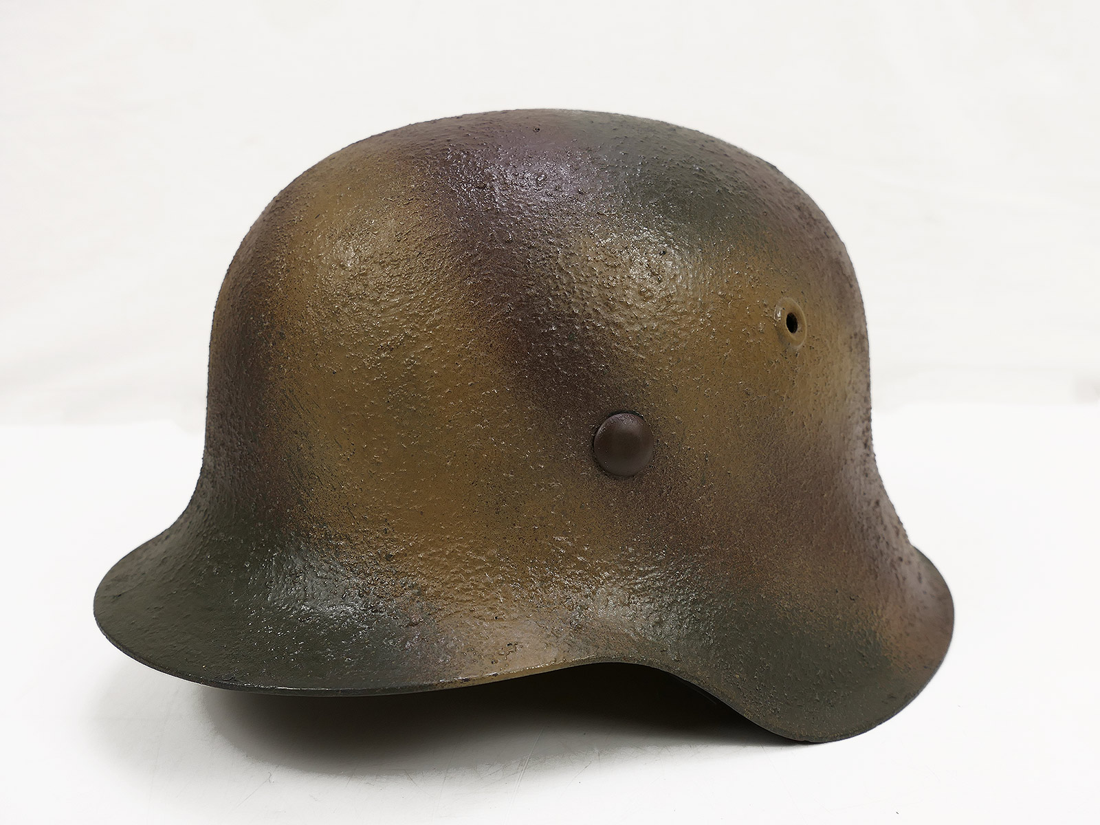 Wehrmacht M42 NS66 camouflage steel helmet with helmet lining, size 59, Normandy camouflage helmet, BATTLE WORN