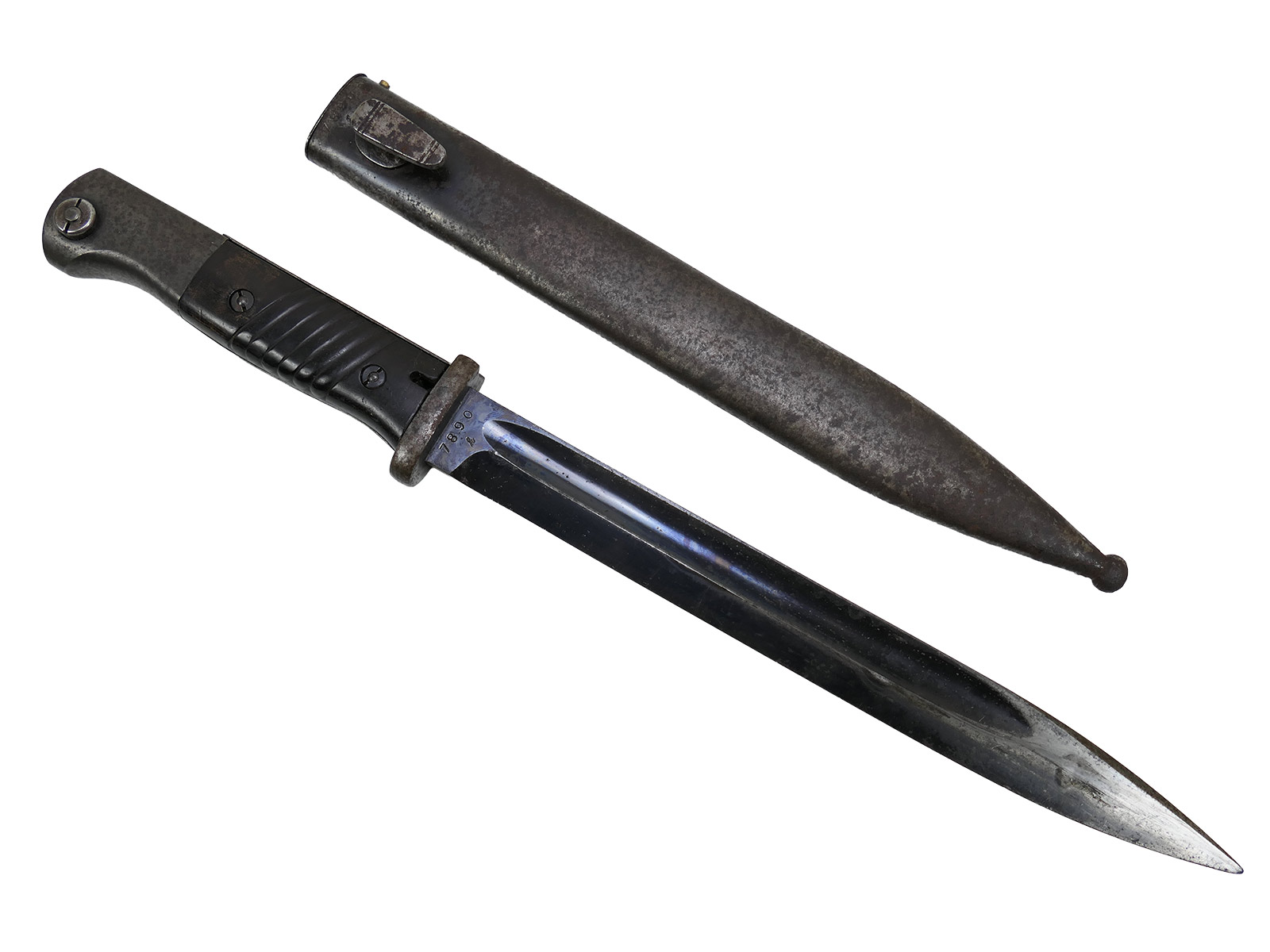Wehrmacht M84/98 K98 bayonet / side-mounted bayonet – matching serial numbers – Hörster 1938 – battle-worn