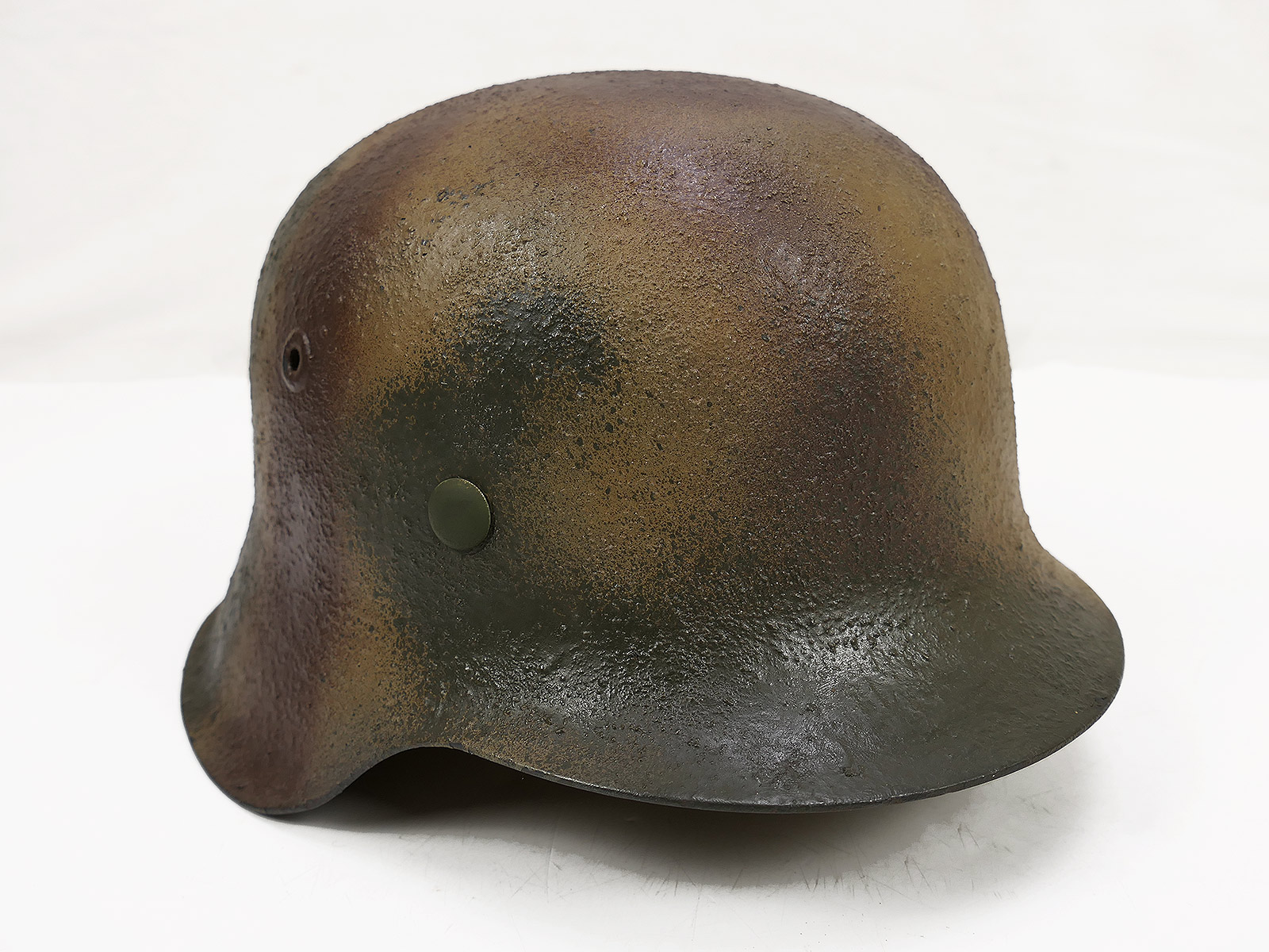 Wehrmacht M42 NS66 camouflage steel helmet with helmet lining, size 59, Normandy camouflage helmet, BATTLE WORN