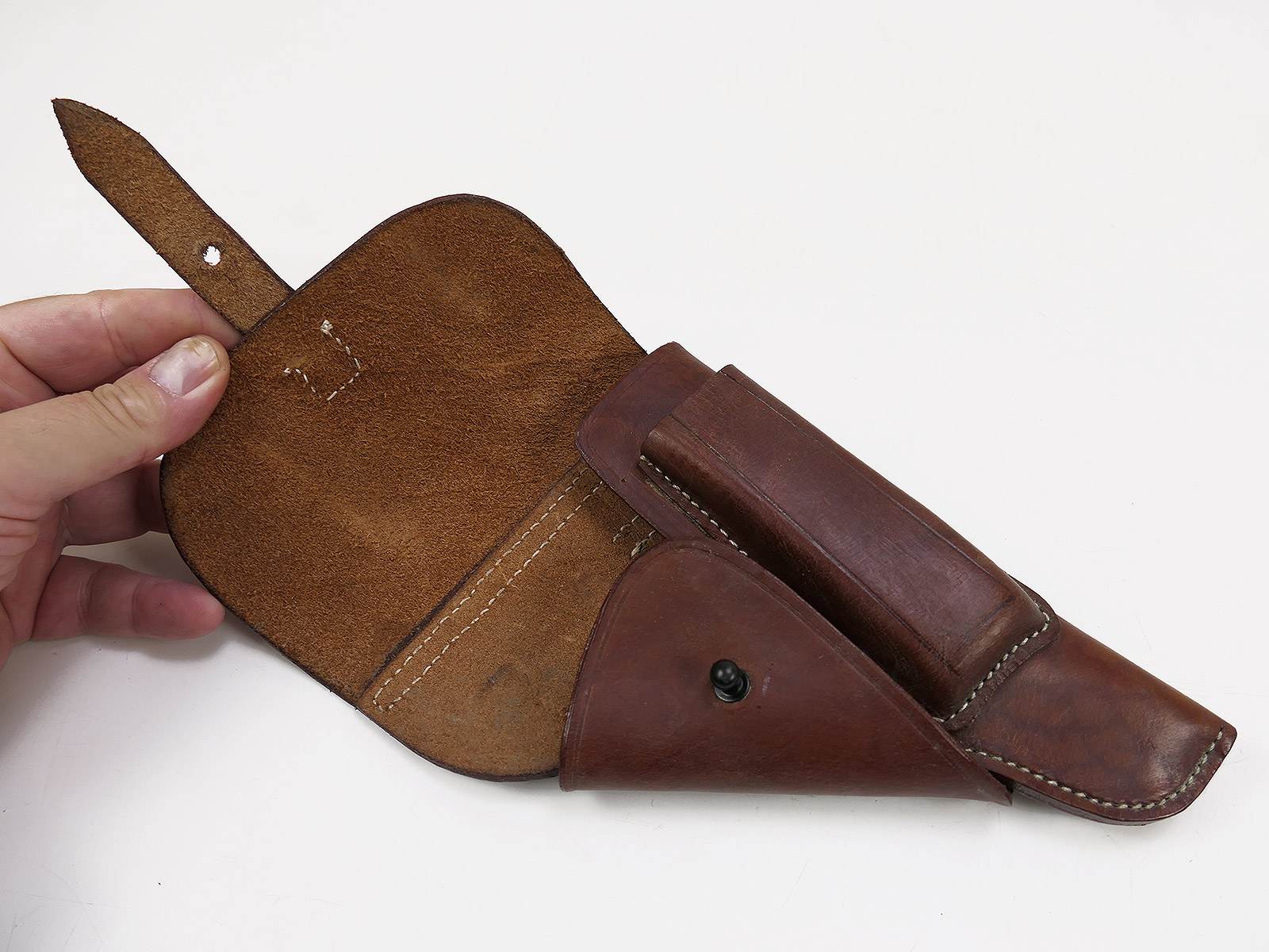 One-off WW2 Wehrmacht Luftwaffe holster, brown, for short pistols, 7.65, Type PPK, BATTLE-WORN