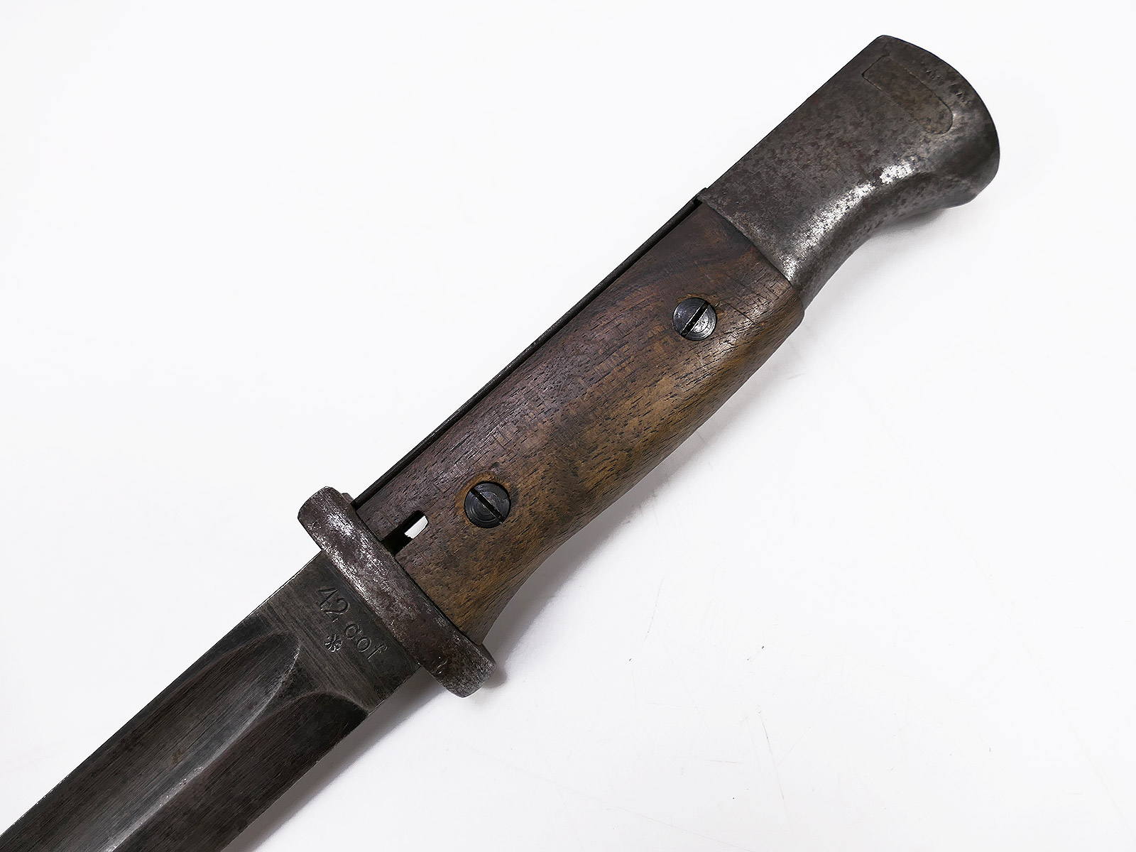Wehrmacht M84/98 bayonet (cof42) for the K98 carbine / sidearm with scabbard, BATTLE-WORN