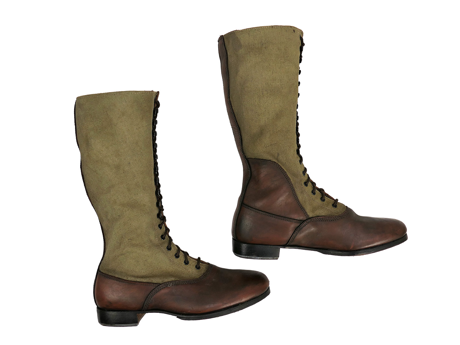Single pair – Wehrmacht DAK high-top tropical boots, Afrika Korps boots, size 46, COLLECTION BATTLE WORN