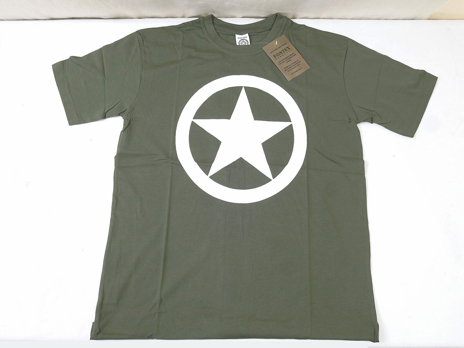 FOSTEXX US T-Shirt olive with star VINTAGE US ARMY WW2 GI JEEP size M-XL