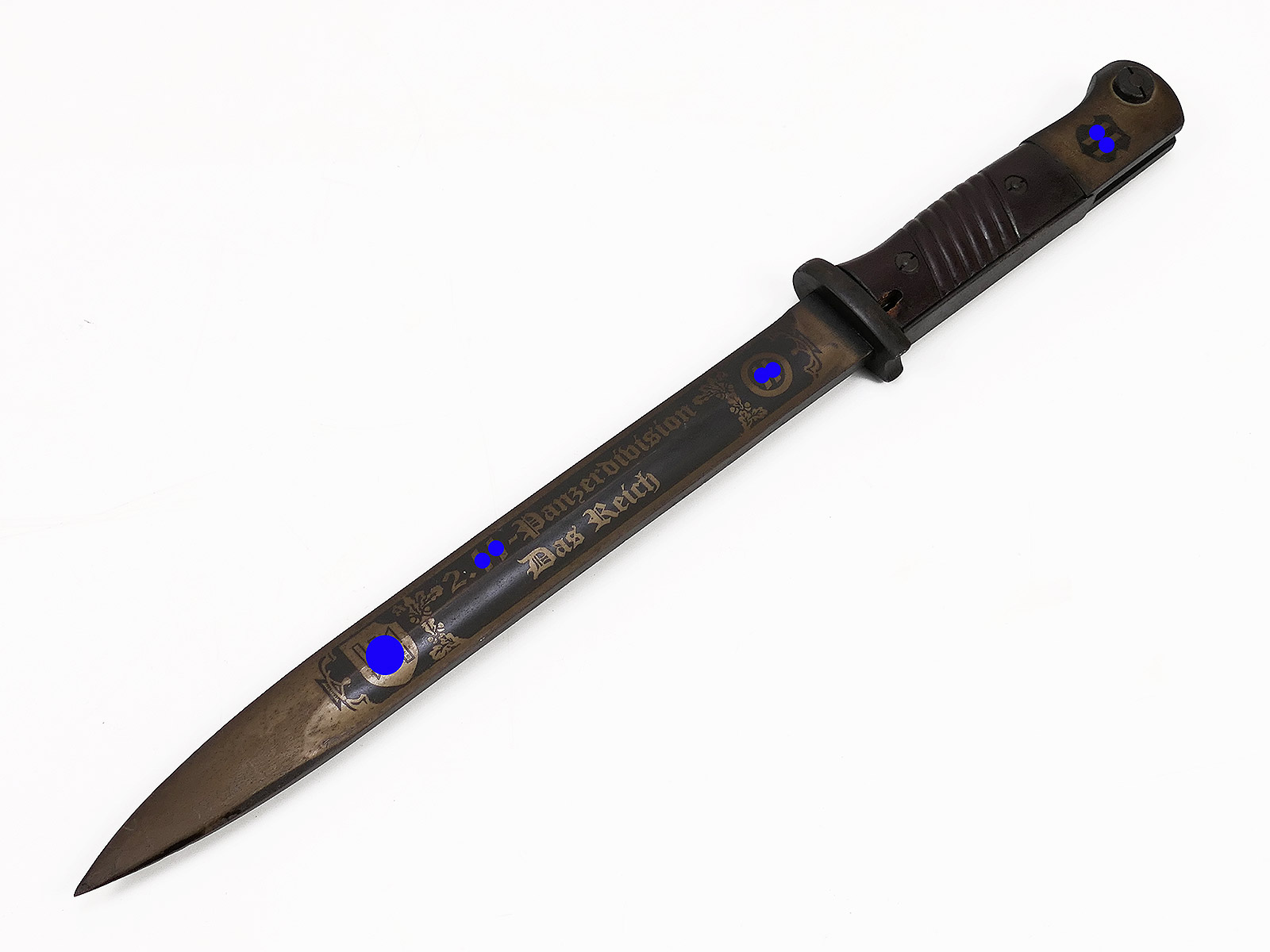 Wehrmacht WW2 M84/98 bayonet / side-mounted bayonet with blade engraving: 2nd SS Panzer Division ‘Das Reich’