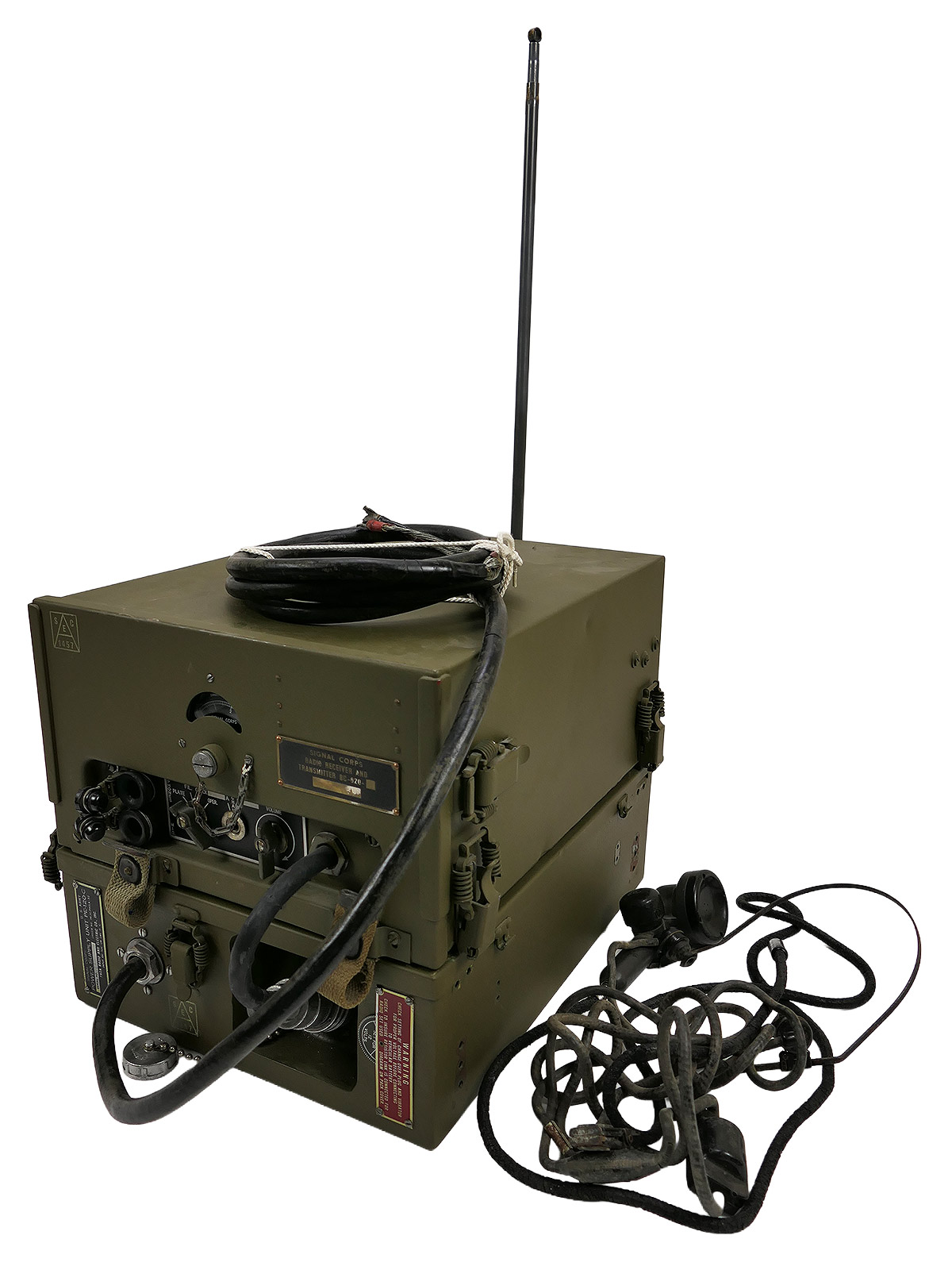US ARMY Radio Transmitter/Receiver, Signal Corps BC-620 + Power Supply Unit PE-102, COLLECTION, BATTLE-WORN