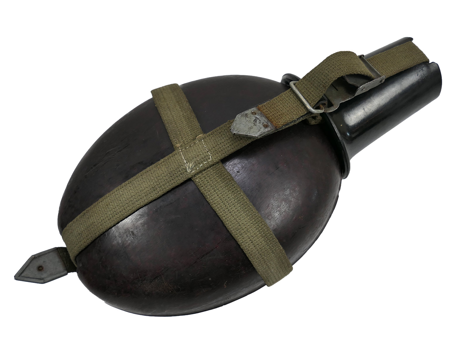 Wehrmacht DAK Afrika Korps coconut field flask, tropical, RITTER ALFURIT, with cup – COLLECTION, BATTLE-WORN
