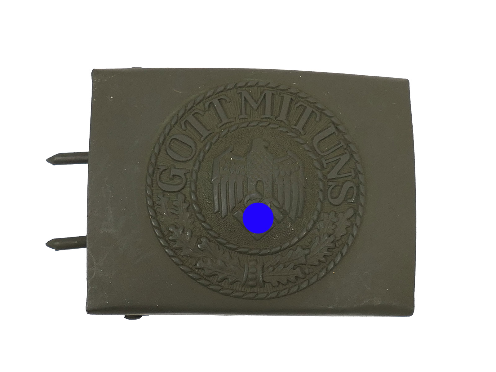 Wehrmacht Army belt buckle, steel, J.F.S., field grey, belt buckle, COLLECTION, BATTLE-WORN