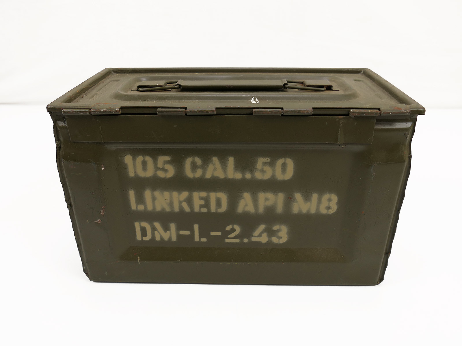#7 US Army Ammunition Box, .50 calibre, M2 ammunition box, metal ammunition box, belt box