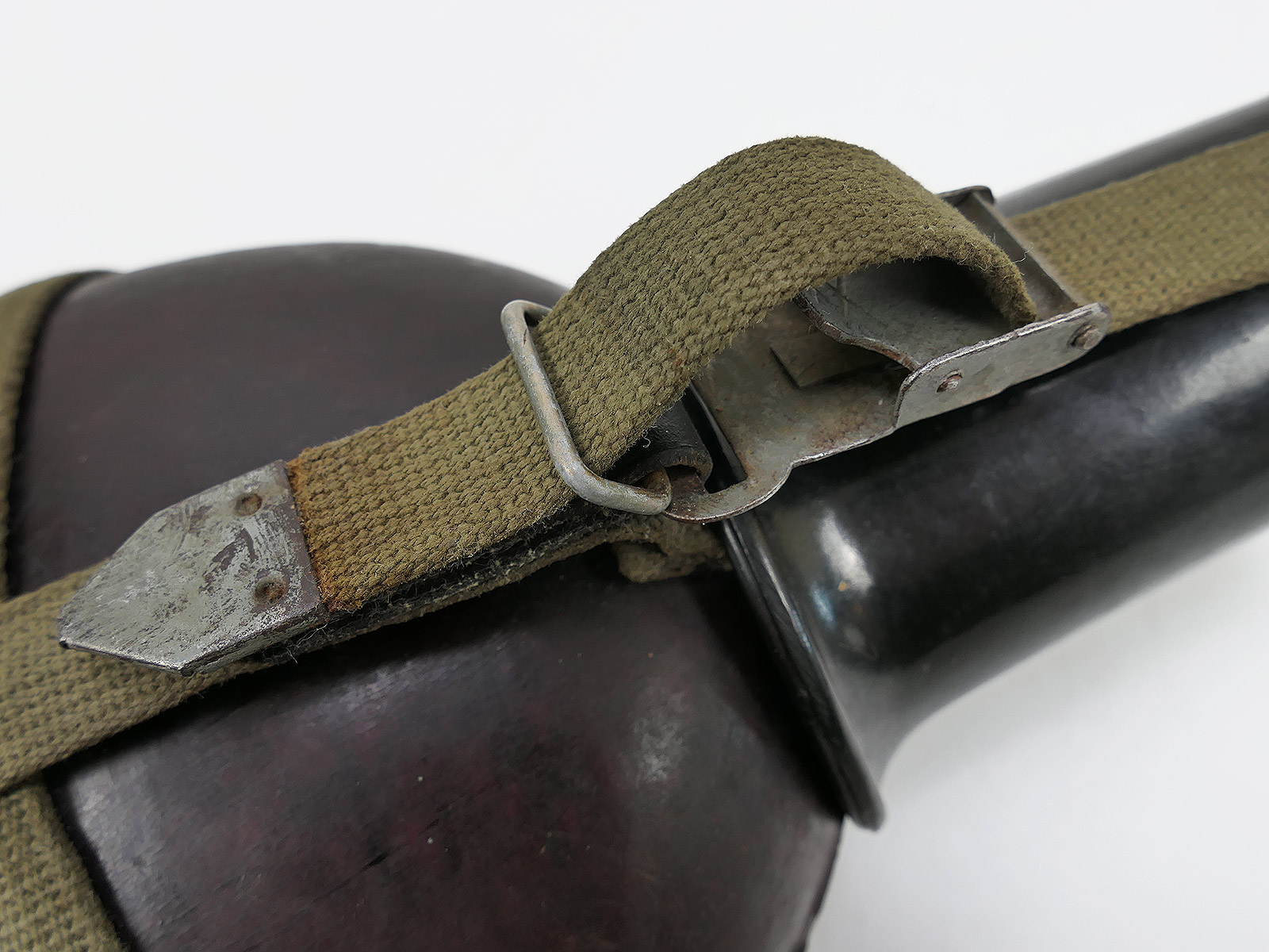Wehrmacht DAK Afrika Korps coconut field flask, tropical, RITTER ALFURIT, with cup – COLLECTION, BATTLE-WORN