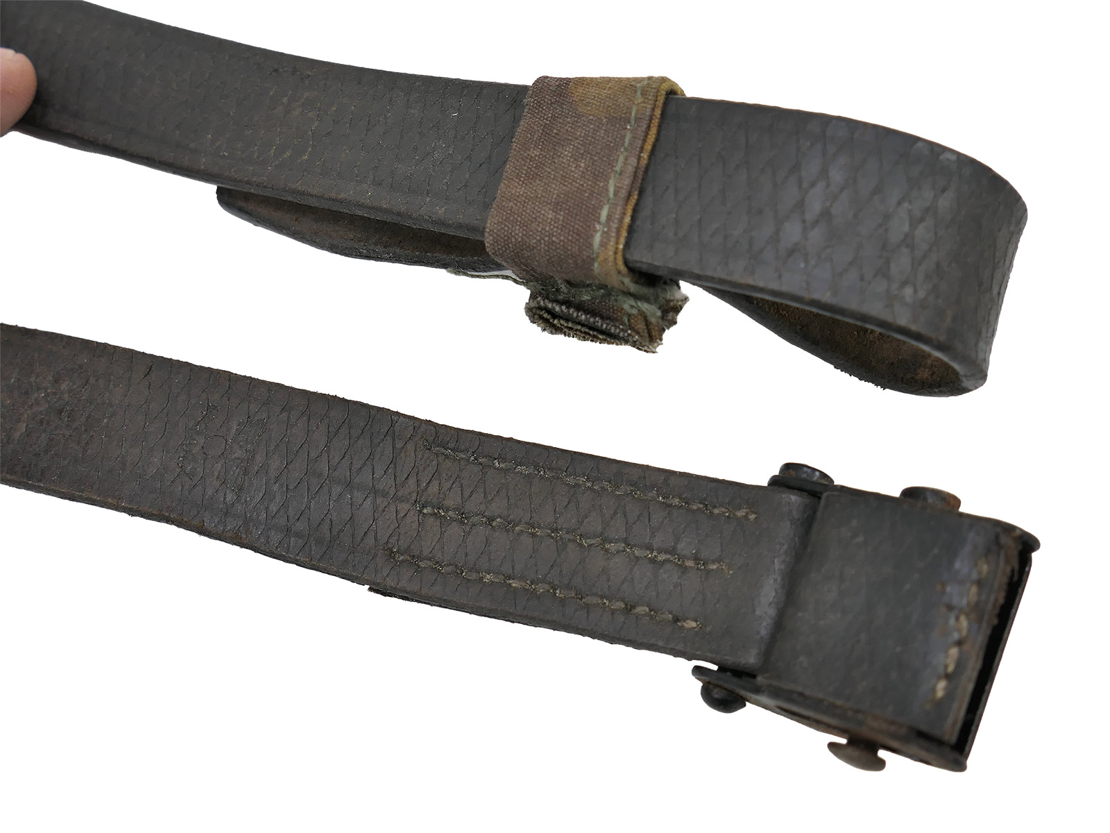 One-off Wehrmacht MP40 MP38 leather carrying strap, Waffen-SS leather strap, BATTLE WORN