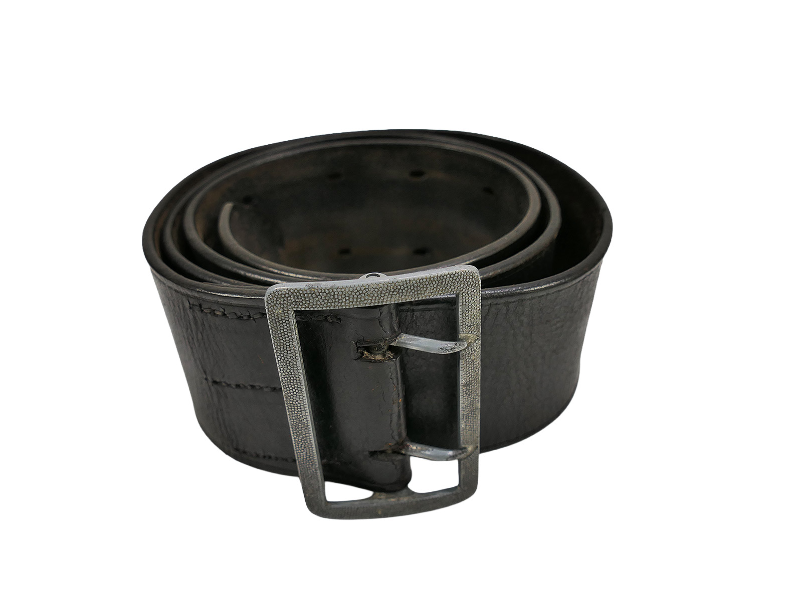 ONE-OF-A-KIND Vintage double-spoked belt, black, waist belt, 54mm, leather belt, 110cm
