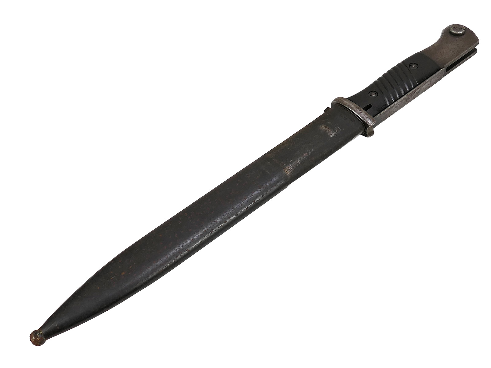 Wehrmacht M84/98 bayonet by Jos Corts, 1940 K98 carbine / fixed bayonet with scabbard, BATTLE-WORN