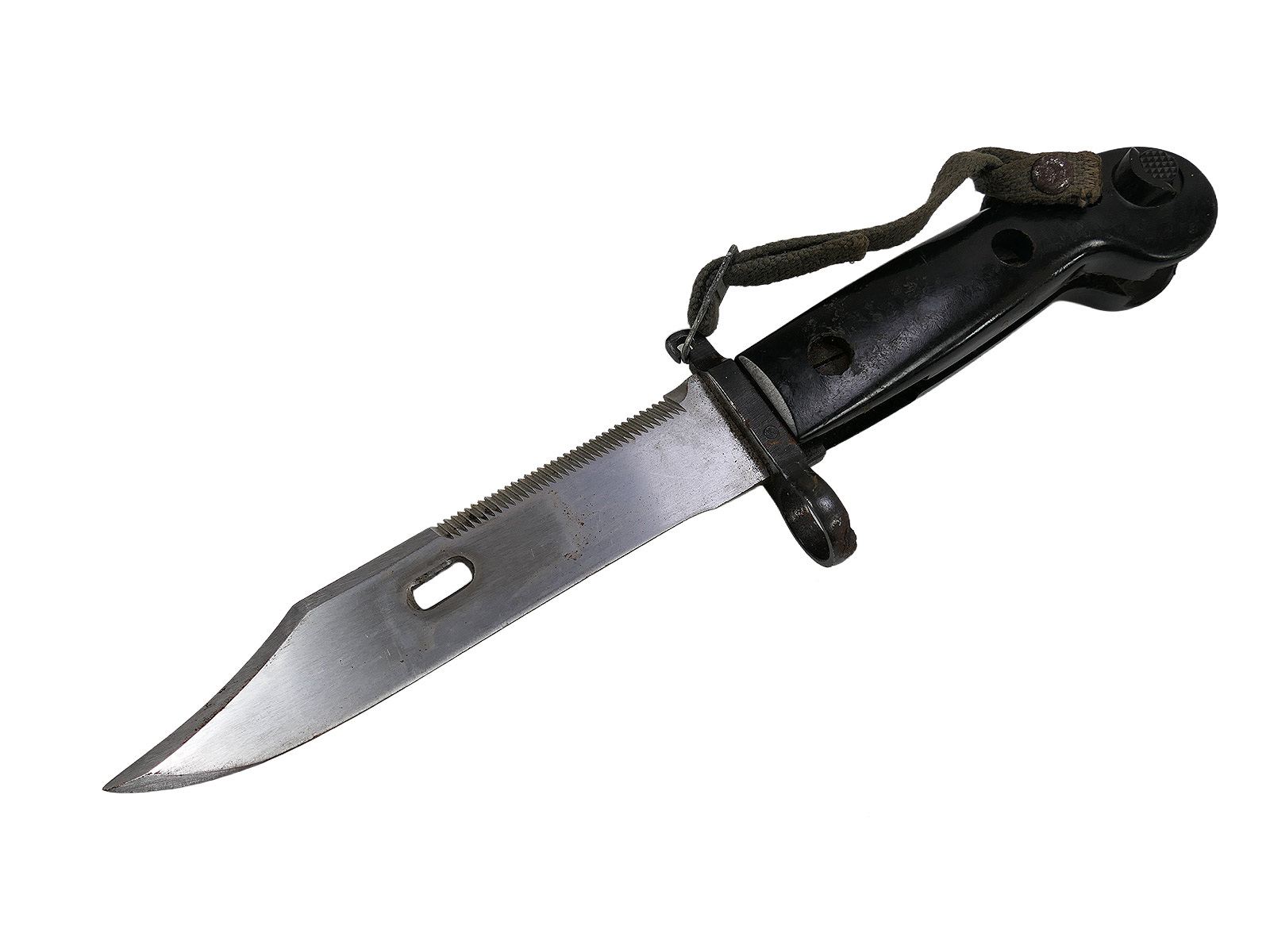 Original NVA side sword / bayonet for AK47 and AK74 Kalashnikovs, with black plastic handle and wire cutter