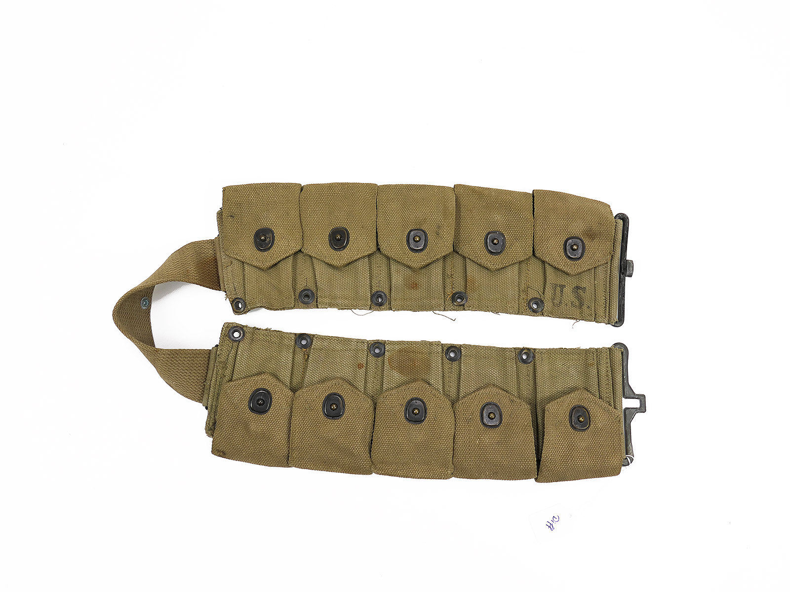 #C/ Original US ARMY WW2 Garand Rifle M1 M-1923 Cartridge Belt Cal .30 BATTLE WORN NORMANDIE