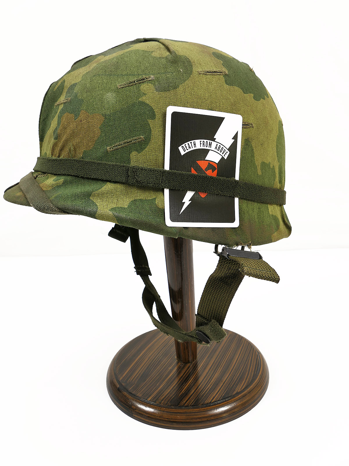 US Army Vietnam/Korea M1 steel helmet with Mitchell helmet cover and liner 