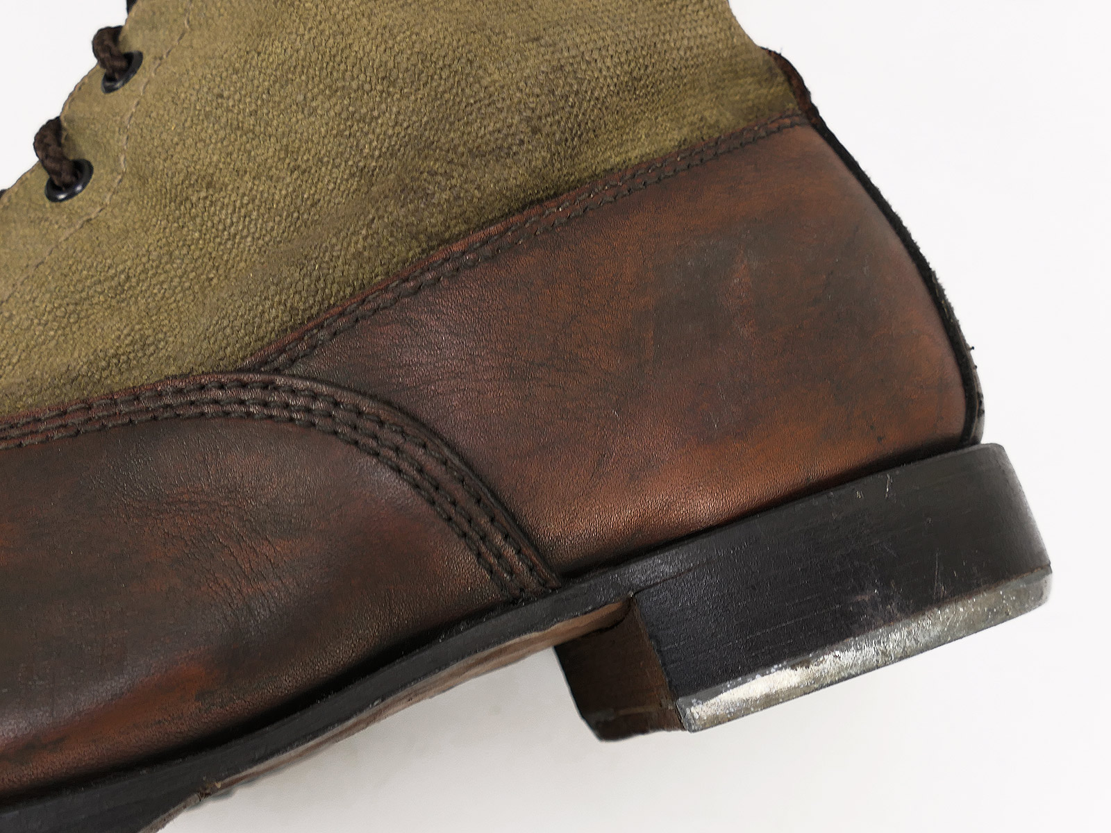 Single pair – Wehrmacht DAK high-top tropical boots, Afrika Korps boots, size 46, COLLECTION BATTLE WORN