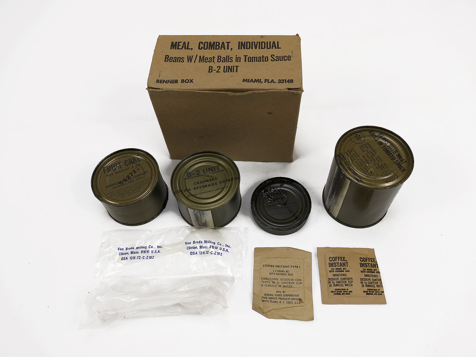 #2/ US Army Vietnam GI Ration Meal Combat Individual B-2 Unit Cans 