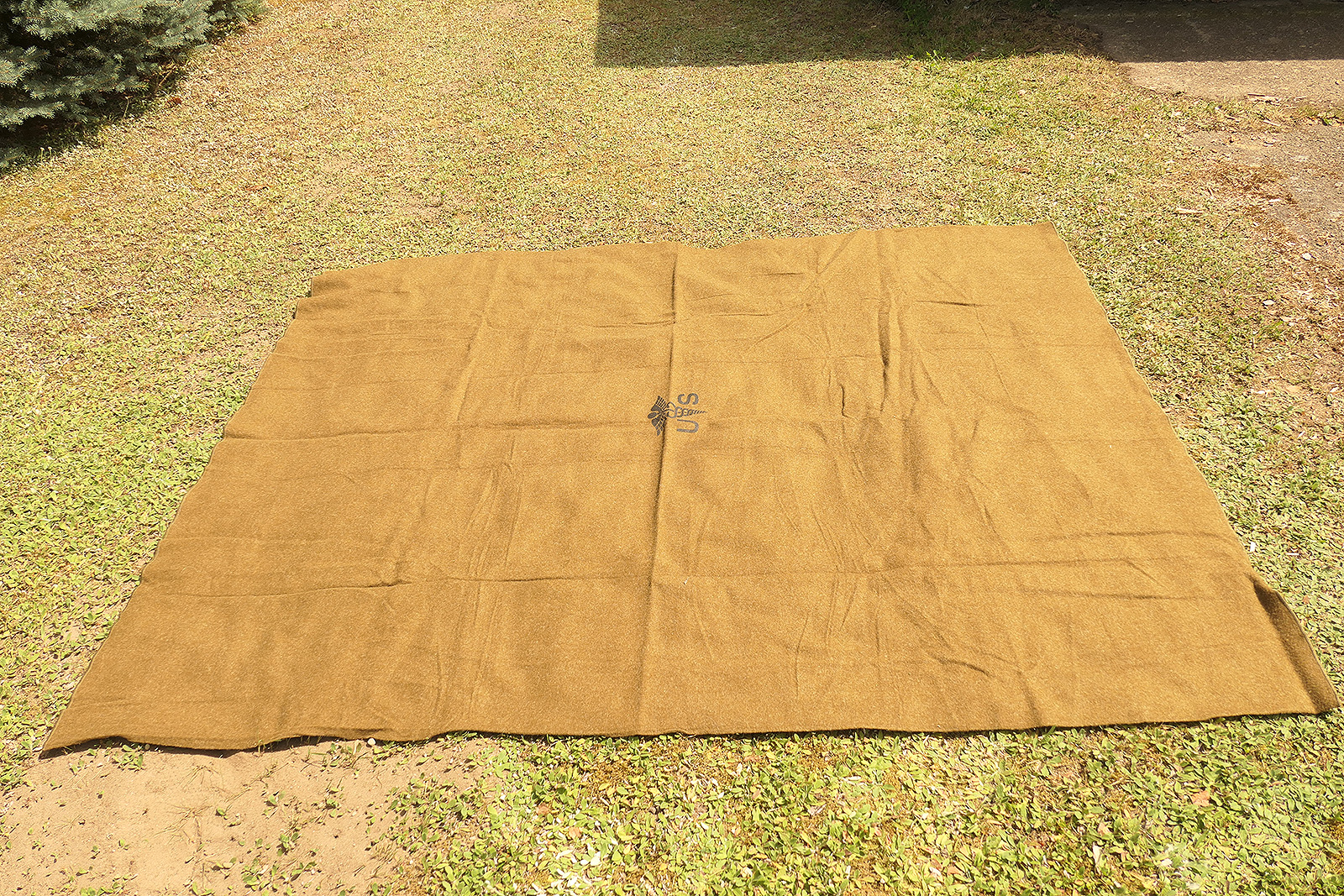 P1540680 US Army Wool virgin Blanket Olive Drab Aesculab US Wool Blanket 1951