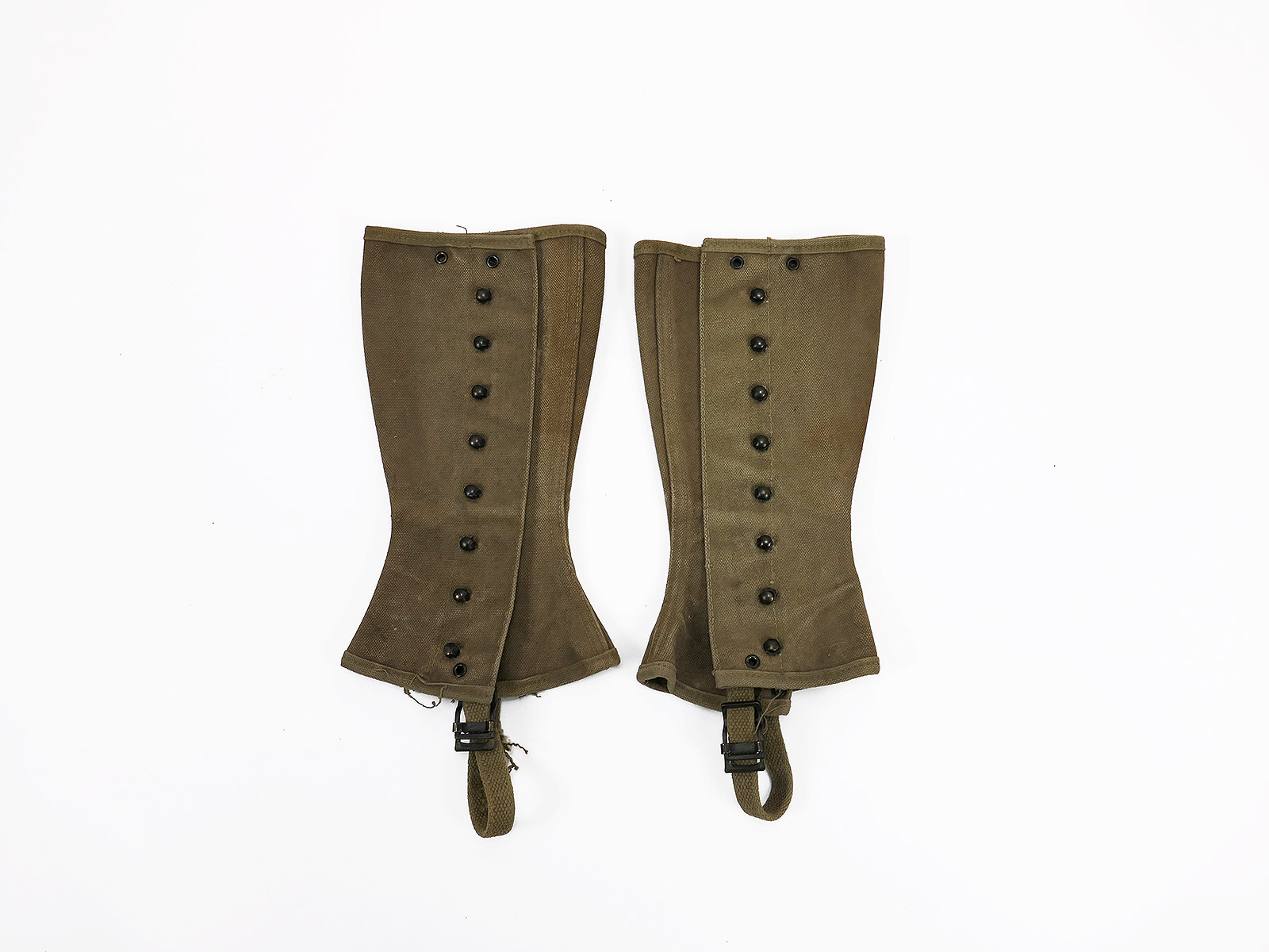 WW2 US ARMY Gaiters M1938 Canvas Leggins Dismounted M-1938 Gr.2R Original BATTLE WORN