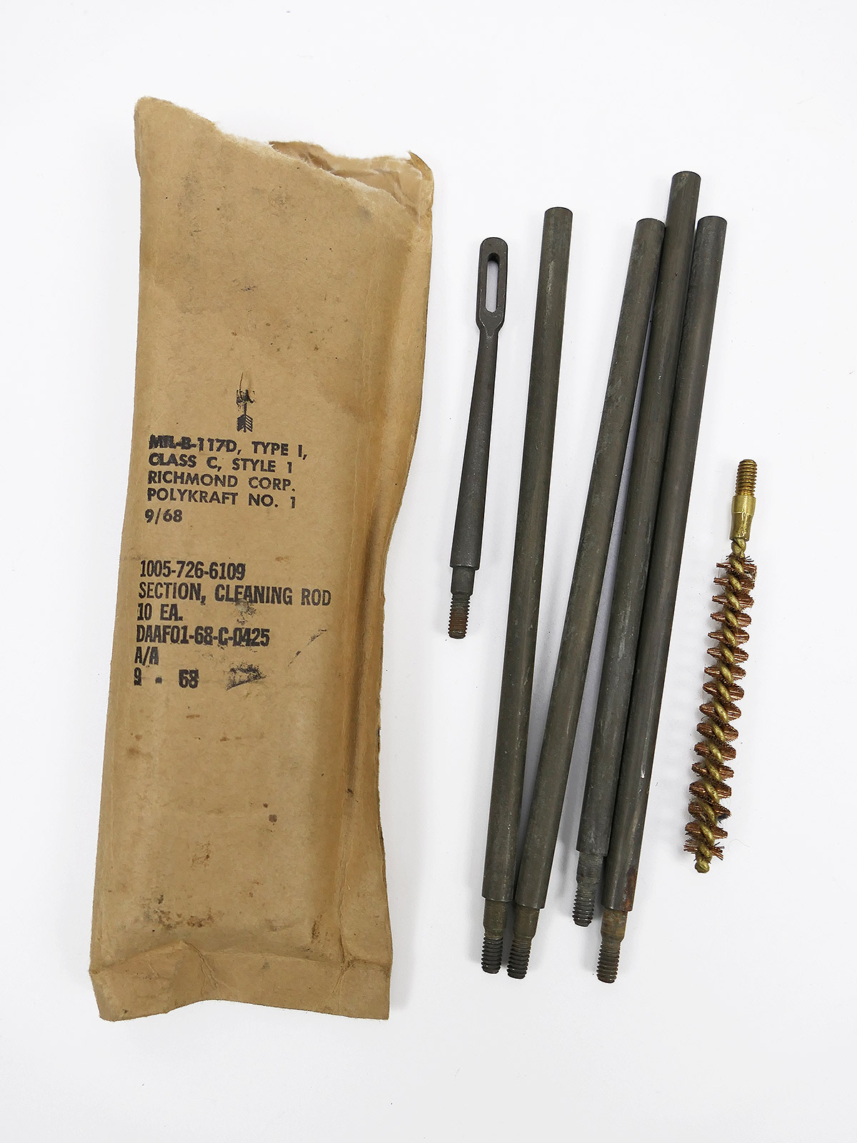 P1693458 #A Vietnam US ARMY Cleaning Kit Garand M1 Rifle Cal .30 Weapon Cleaning Tool Cleaning rod 1968