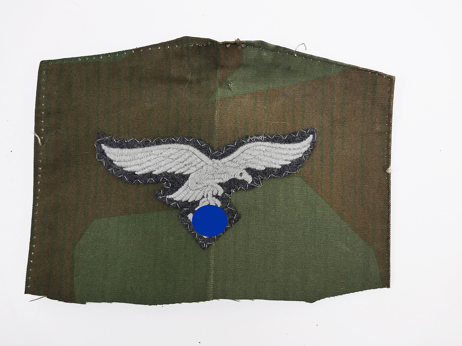 Breast eagle blue-grey LW Luftwaffe crews embroidered on original camouflage bone bag