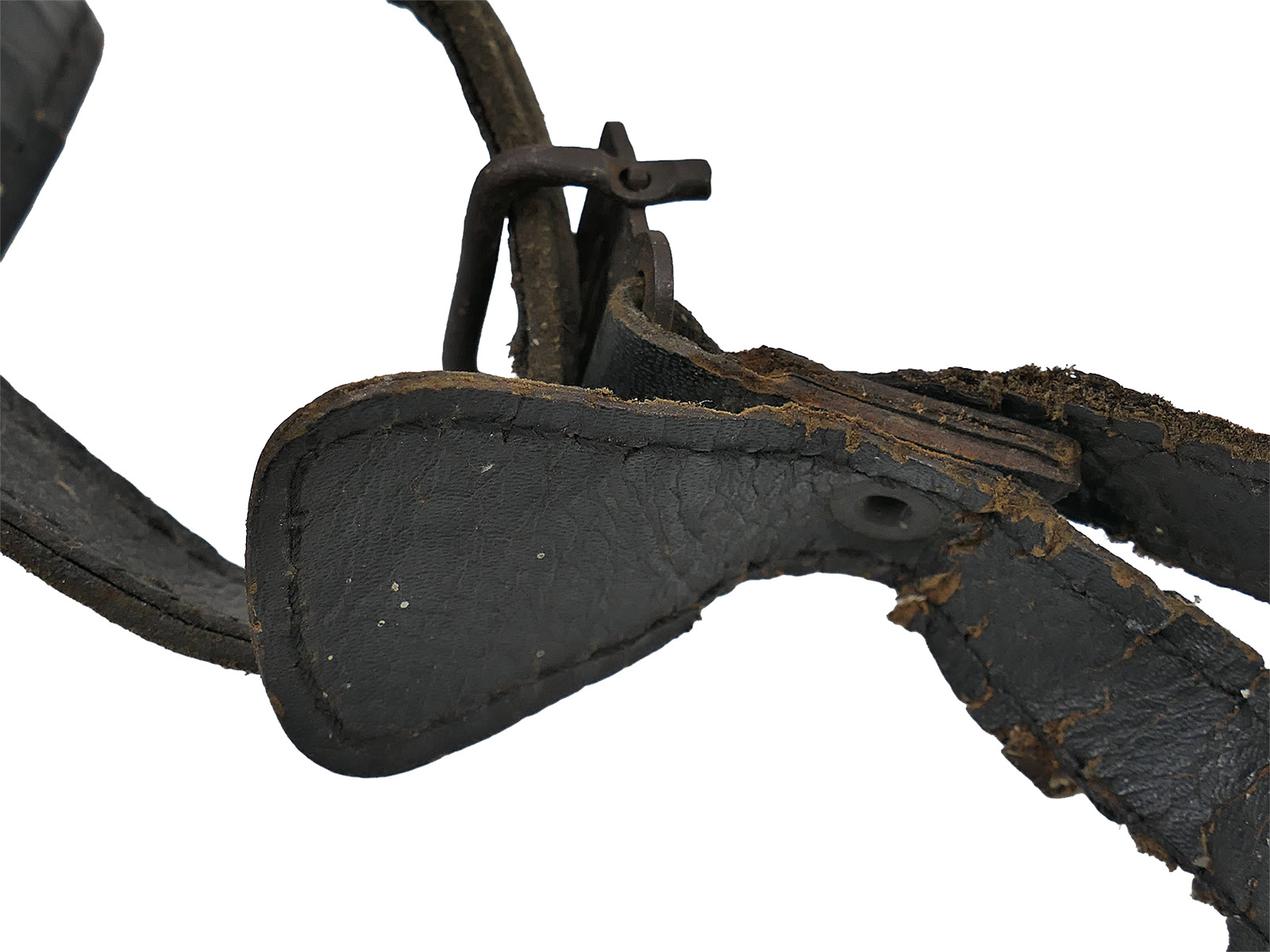 Vintage LW chin strap paratrooper helmet M38 steel helmet Luftwaffe chin strap leather BATTLE WORN