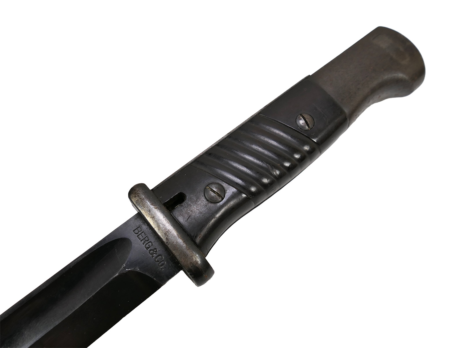 Wehrmacht M84/98 bayonet by Berg & Co, 1938, K98 carbine / fixed bayonet with scabbard, BATTLE-WORN