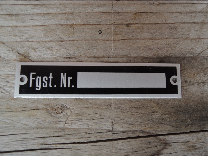 Chassis number Vehicle plate
