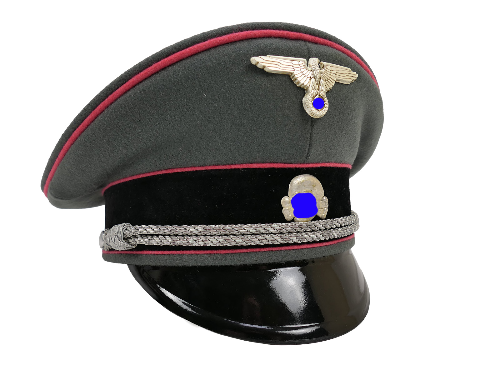 Waffen SS peaked cap, officer’s, PANZERTRUPPE, size 58 – top-quality museum-grade reproduction with metal detailing