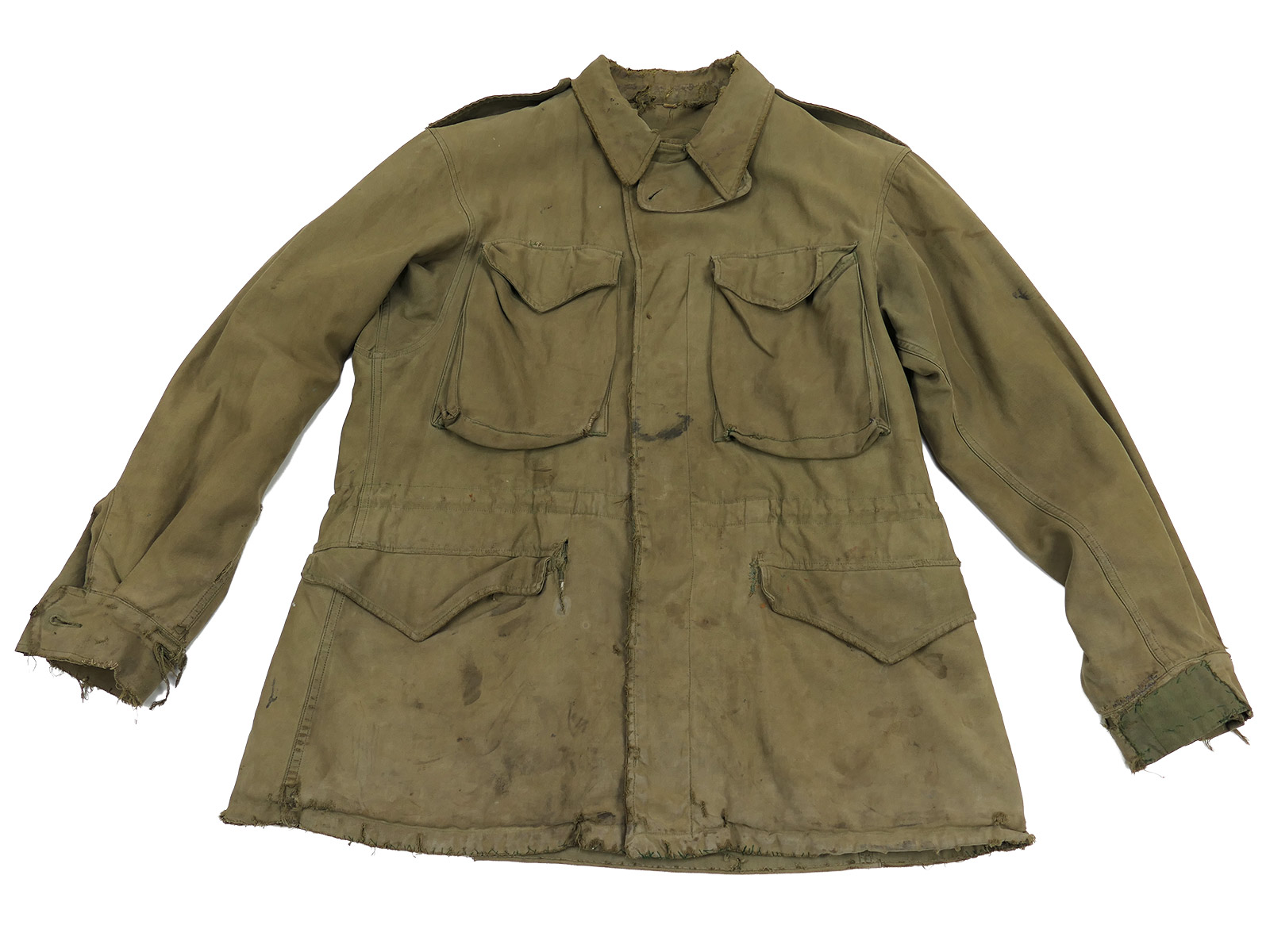 Original US Army WW2 M-1943 Field Jacket, size 36R, BATTLE WORN