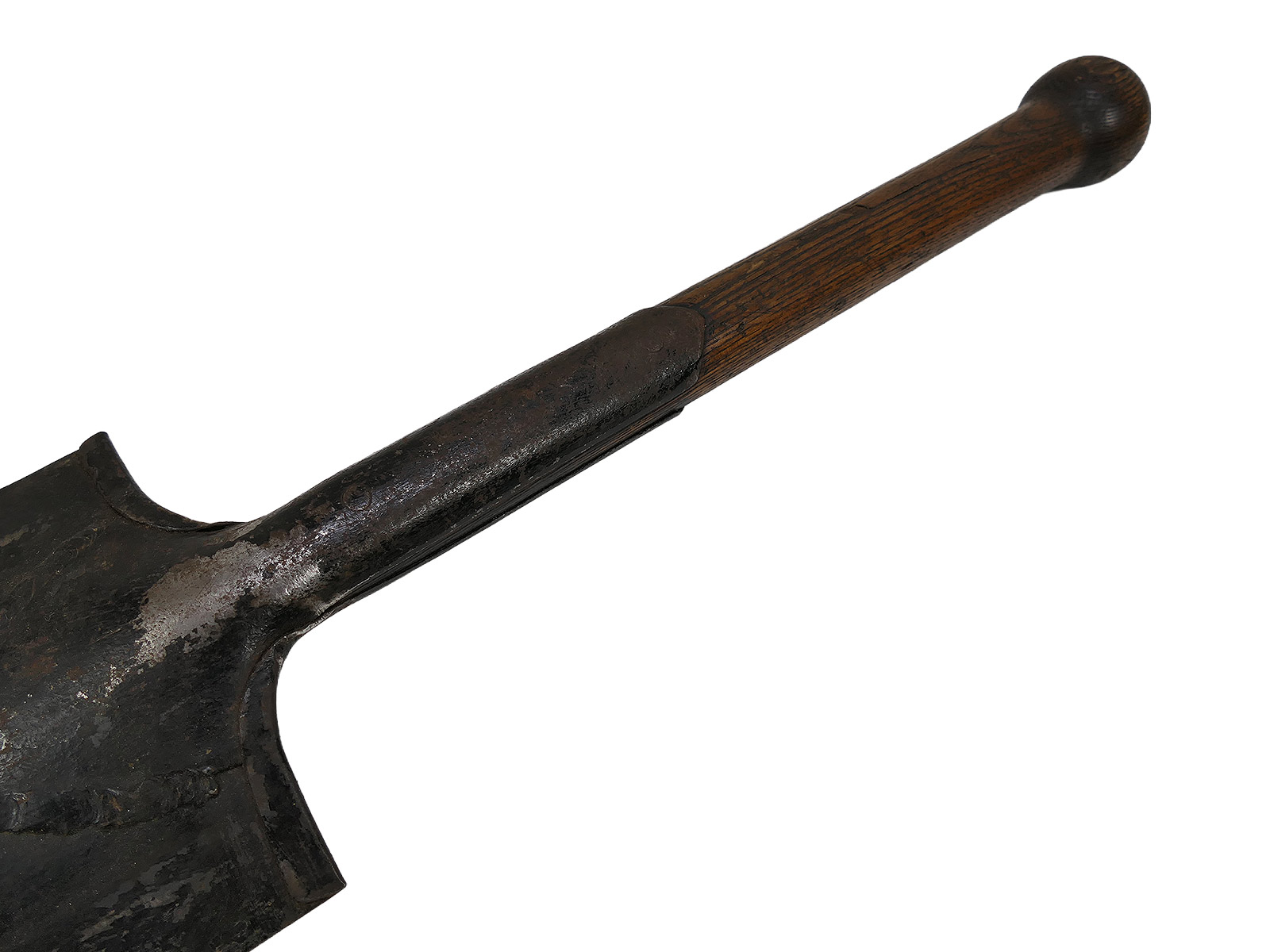 Antique infantry spade with hallmark, in a leather pouch / spade pouch – COLLECTION