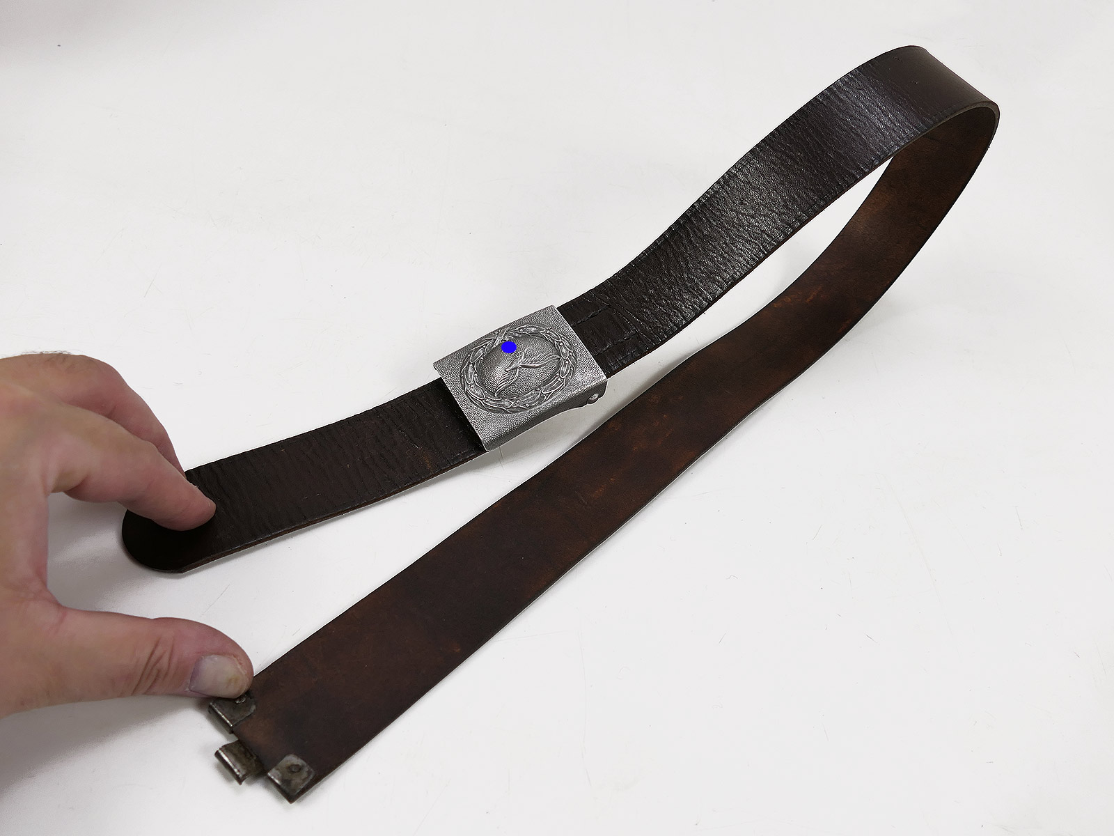 Luftwaffe Vintage Belt / Leather Belt, 105 cm, with Luftwaffe Pilot Aluminium Buckle – BATTLE WORN