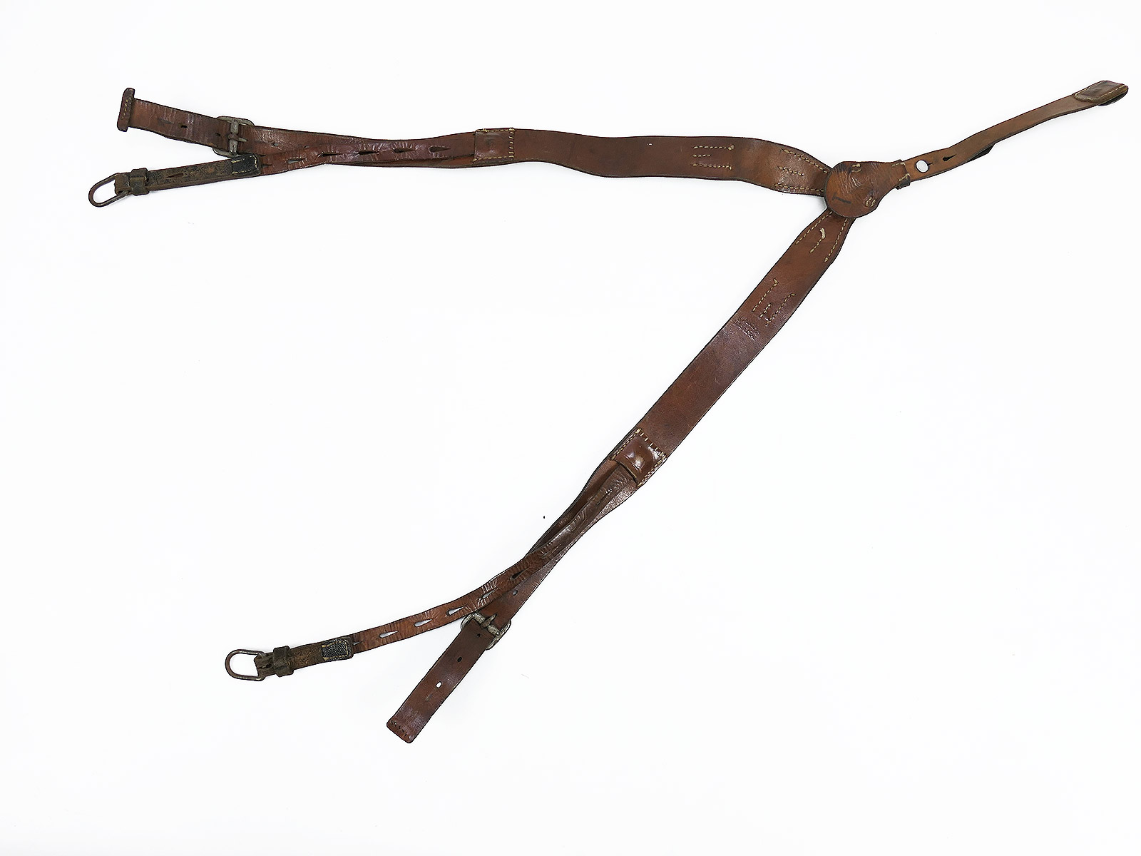 One-off item – Original Wehrmacht Y-strap leather belt carrier by Franz Brehme, 1942. Top condition!  COLLECTION
