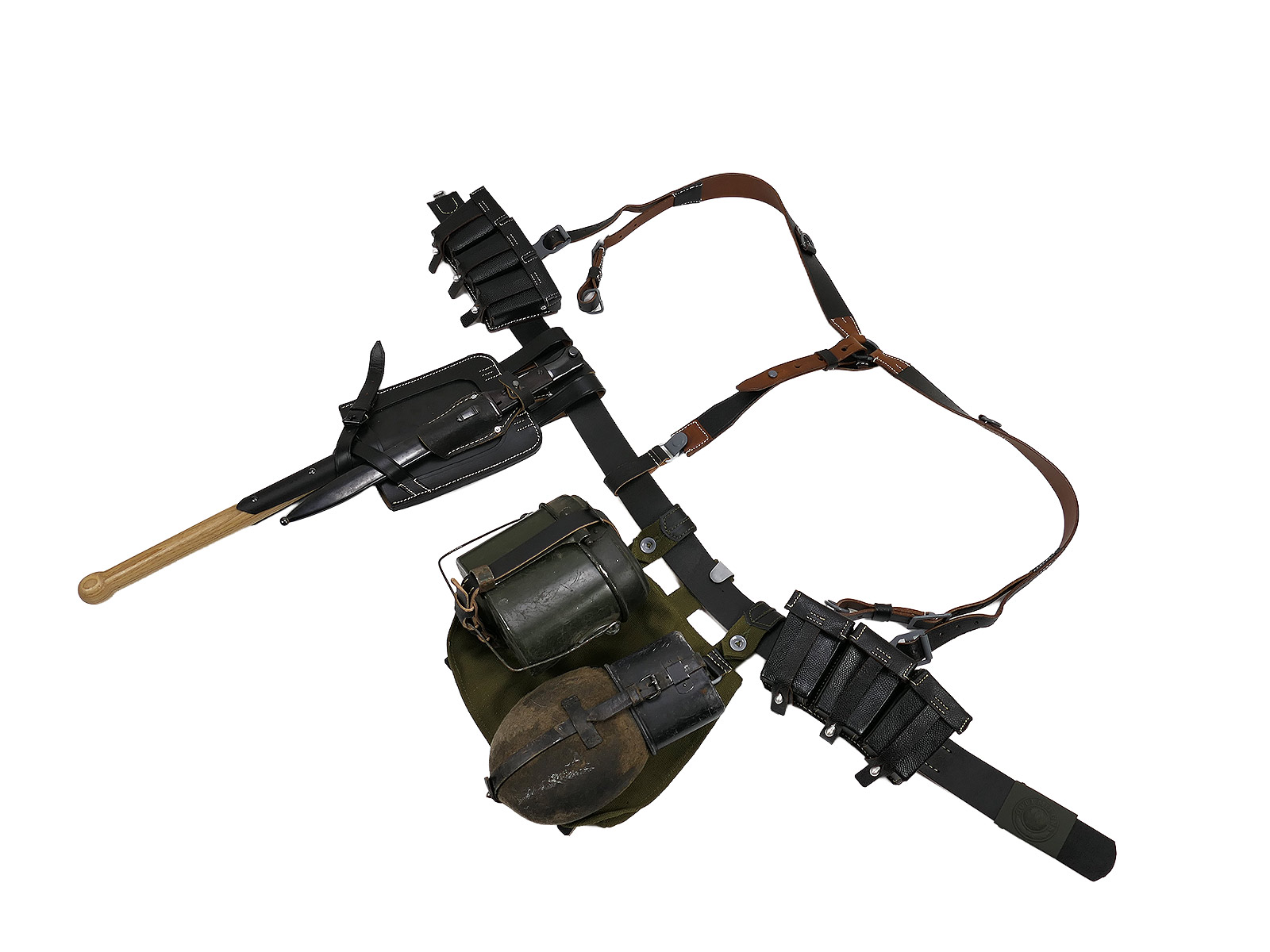 K98 Belt set - Y-strap haversack cartridge pouches leather belt belt belt buckle field spade bayonet