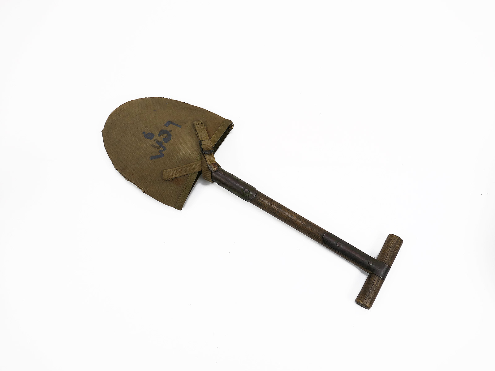  Original US Army WW2 T-Shovel M-1910 / shovel spade + shovel cover spade bag BATTLE WORN NORMANDIE