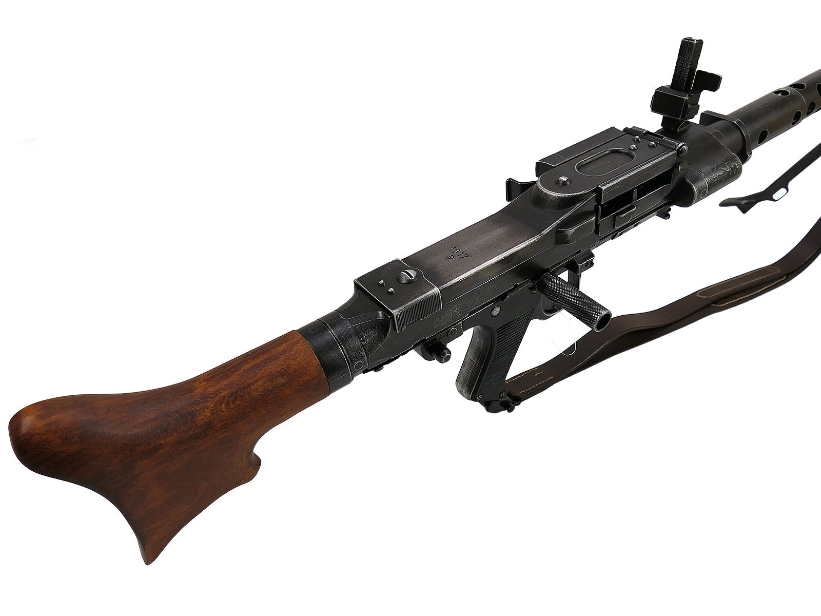 Wehrmacht MG34 machine gun decorative model – film prop, made of metal with a wooden buttplate and carrying strap