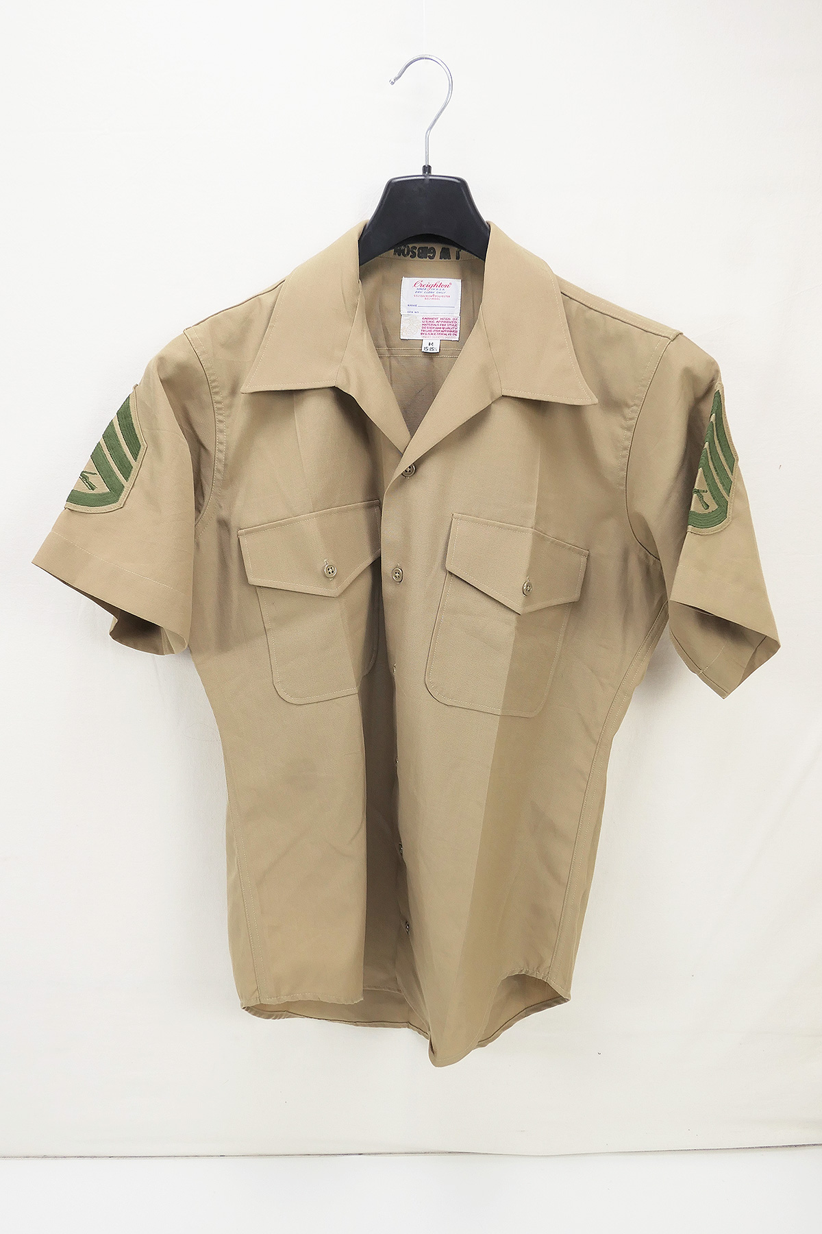 P1470576 Creighton Shirt Mens Khaki USMC Serial 15-76 USMC Field Shirt - Medium 15-15½